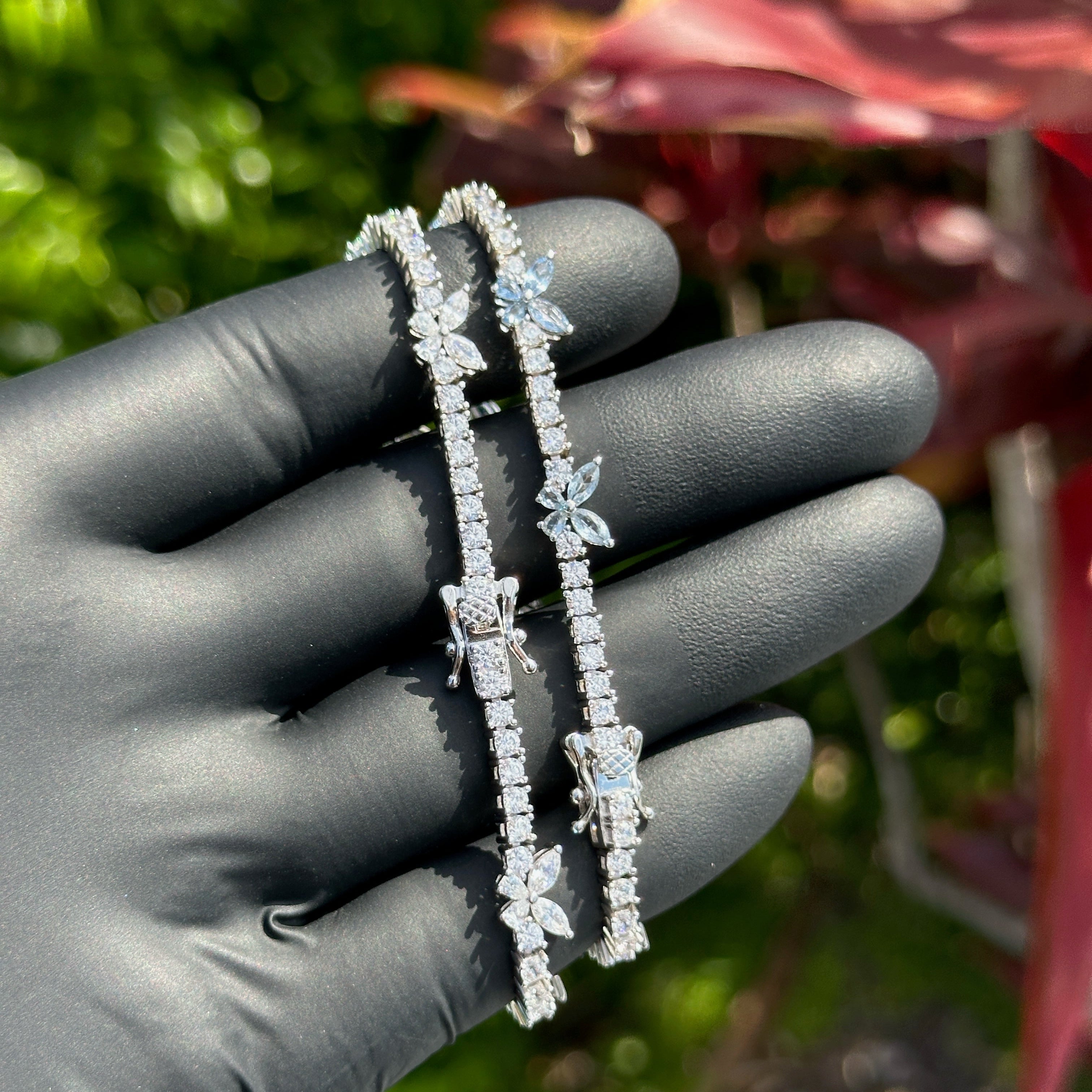 Sterling Silver Butterfly Tennis Bracelet CZ Sparkle Stack | Dainty Layered Jewelry