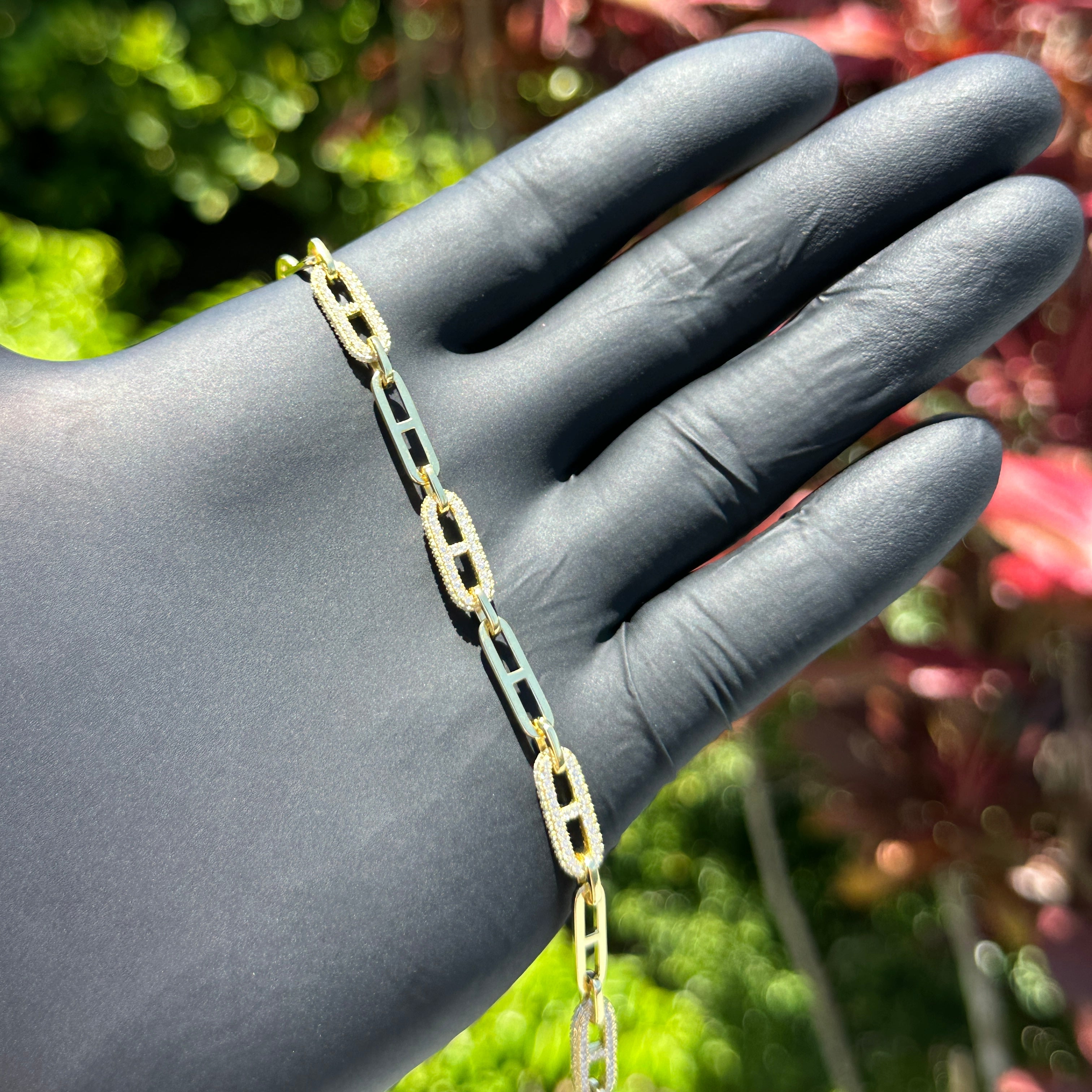 Iced Paperclip Link Bracelet
