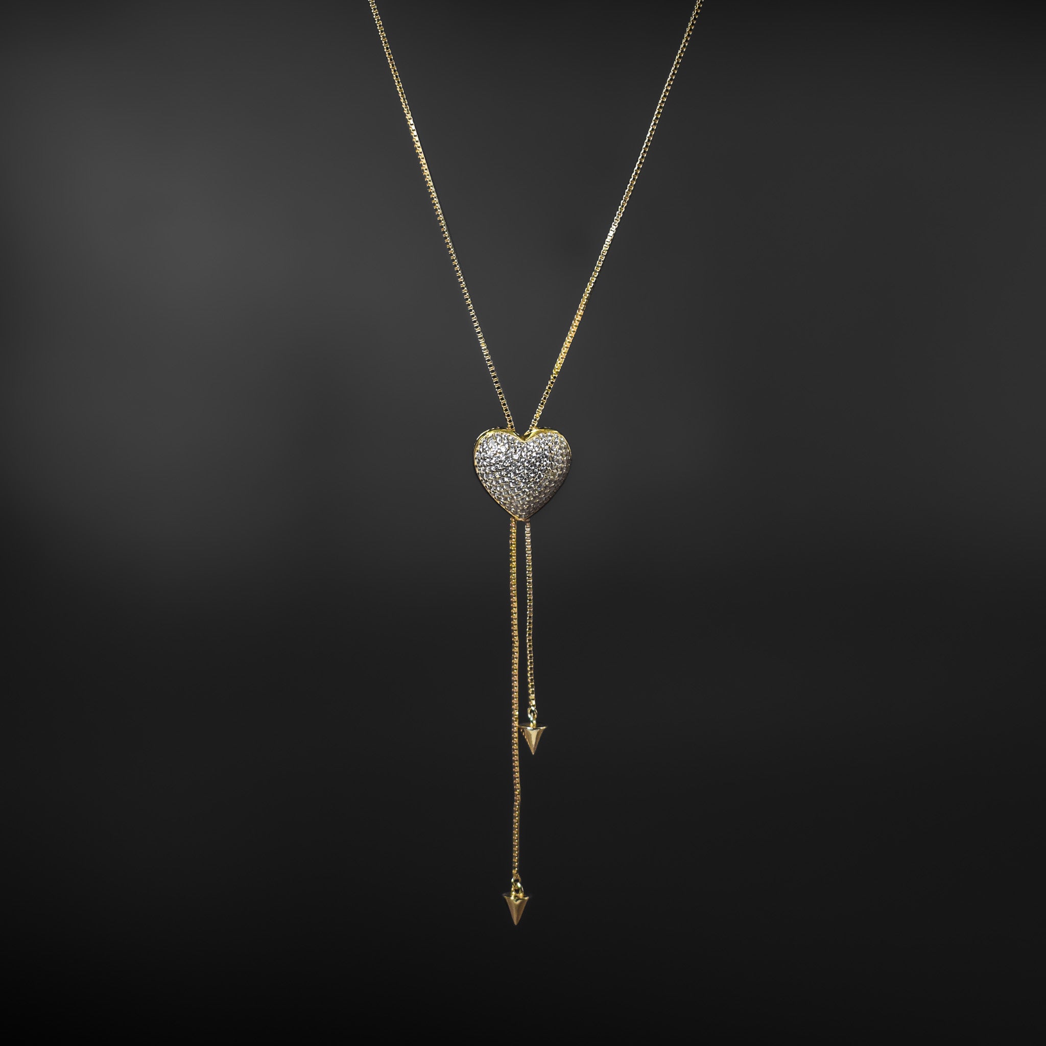 Gold heart lariat on sale necklace