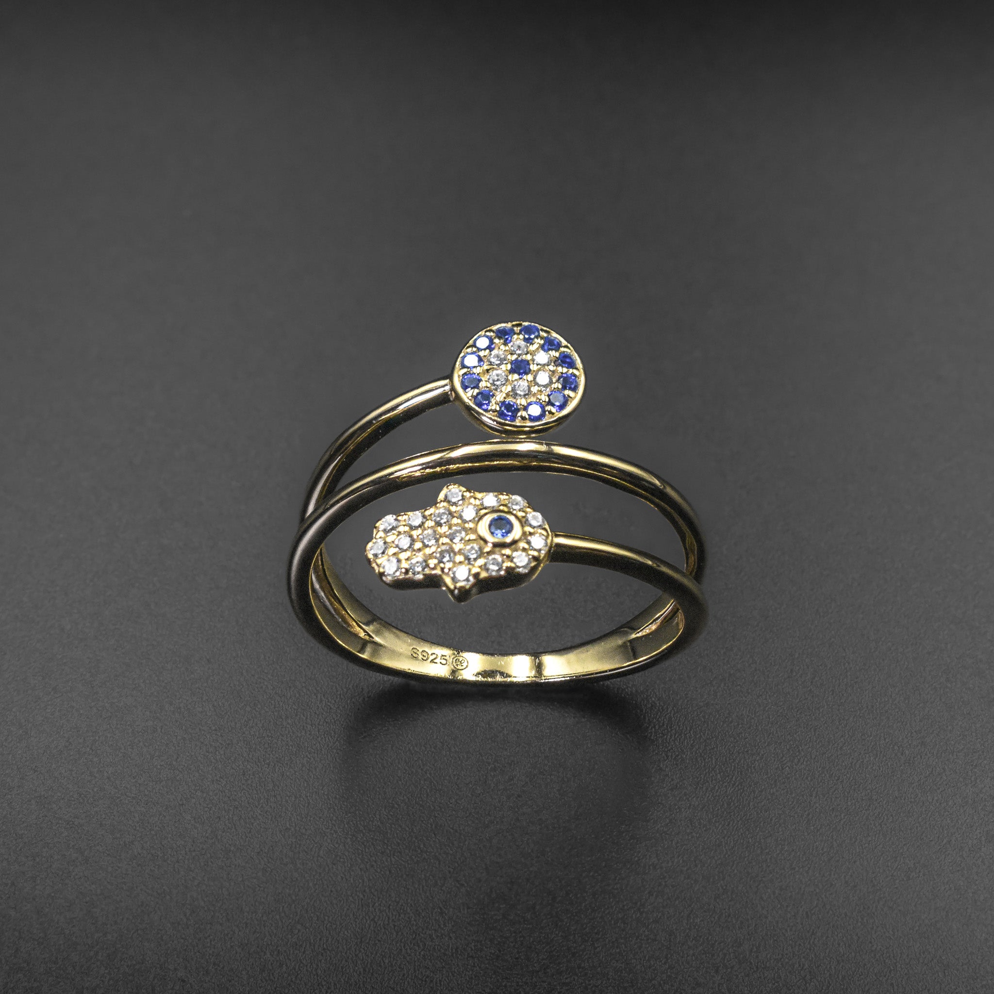 Anillo de flor de zafiro y diamantes en plata de ley