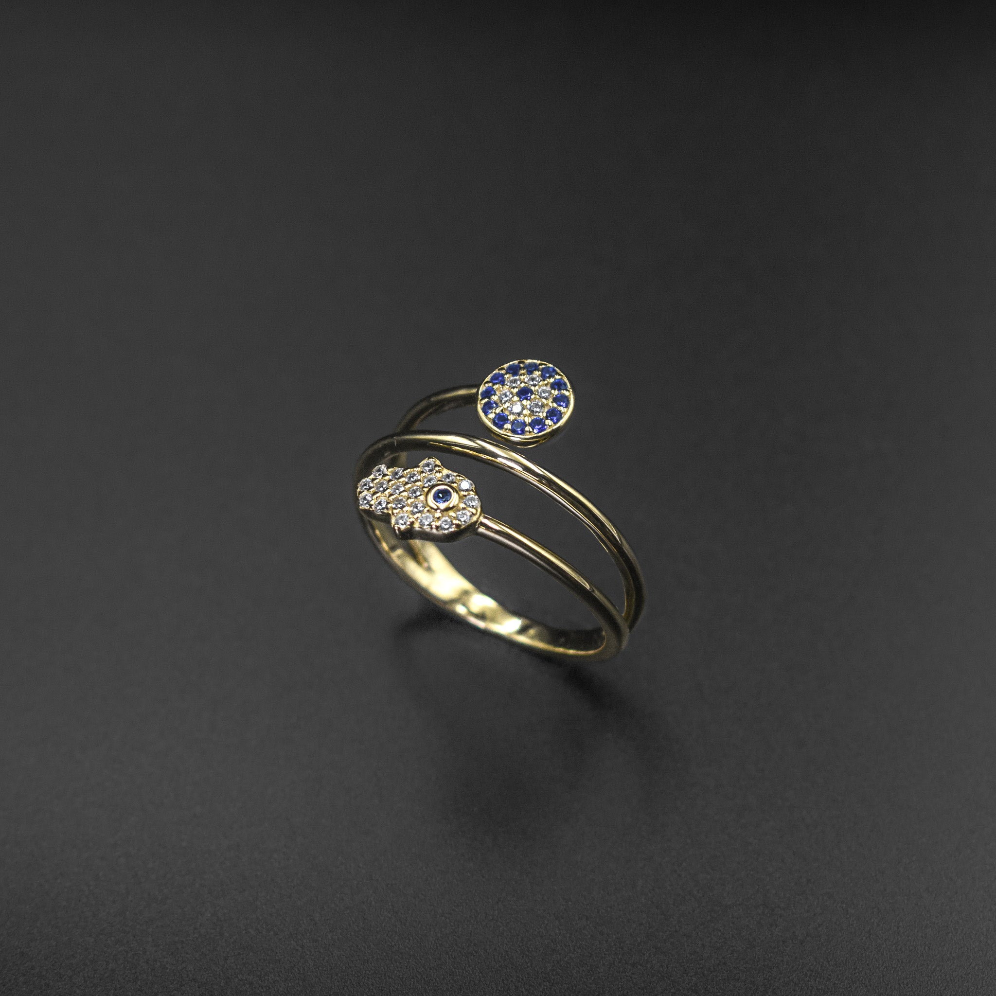 Anillo de flor de zafiro y diamantes en plata de ley