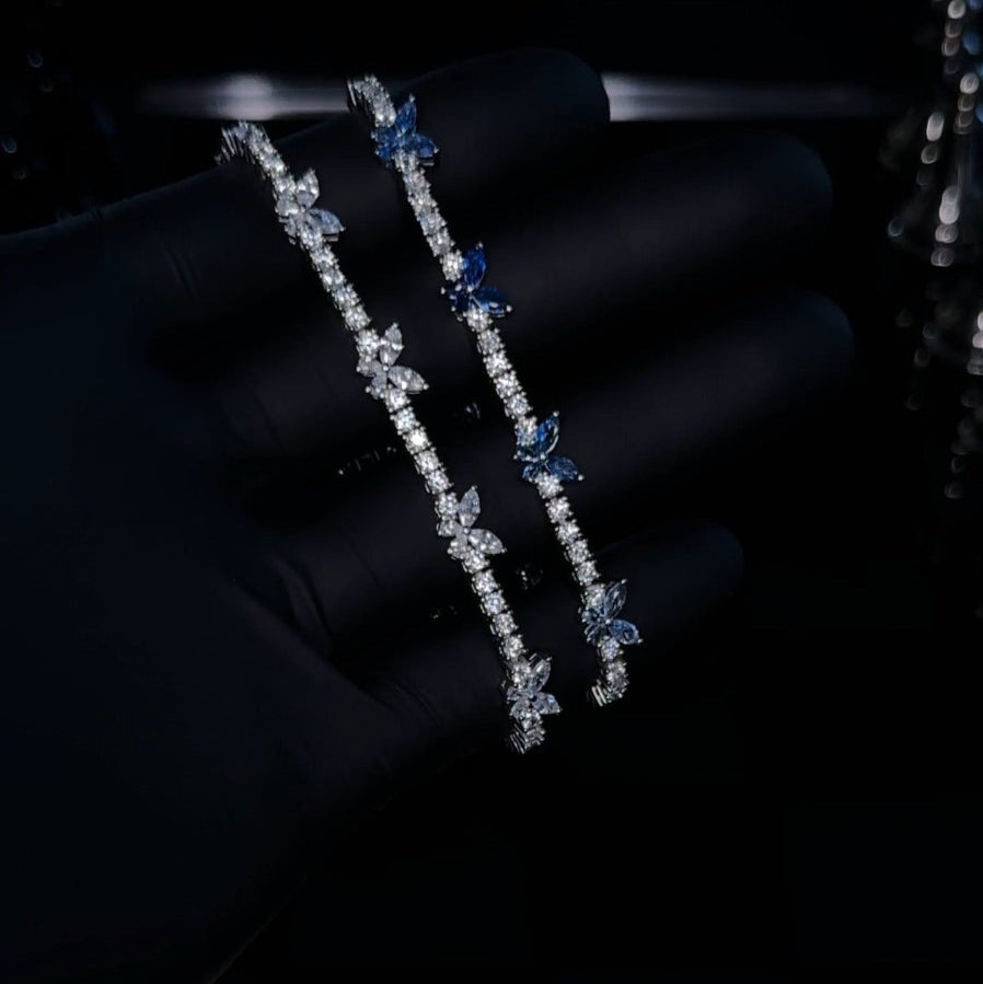 Sterling Silver Butterfly Tennis Bracelet CZ Sparkle Stack | Dainty Layered Jewelry