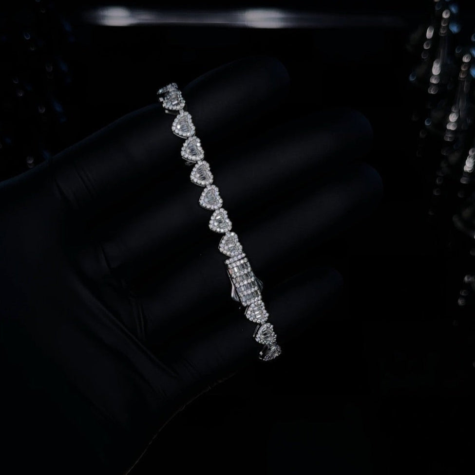 Sterling Silver Heart CZ Bracelet | Dainty Romantic Tennis-Inspired Jewelry