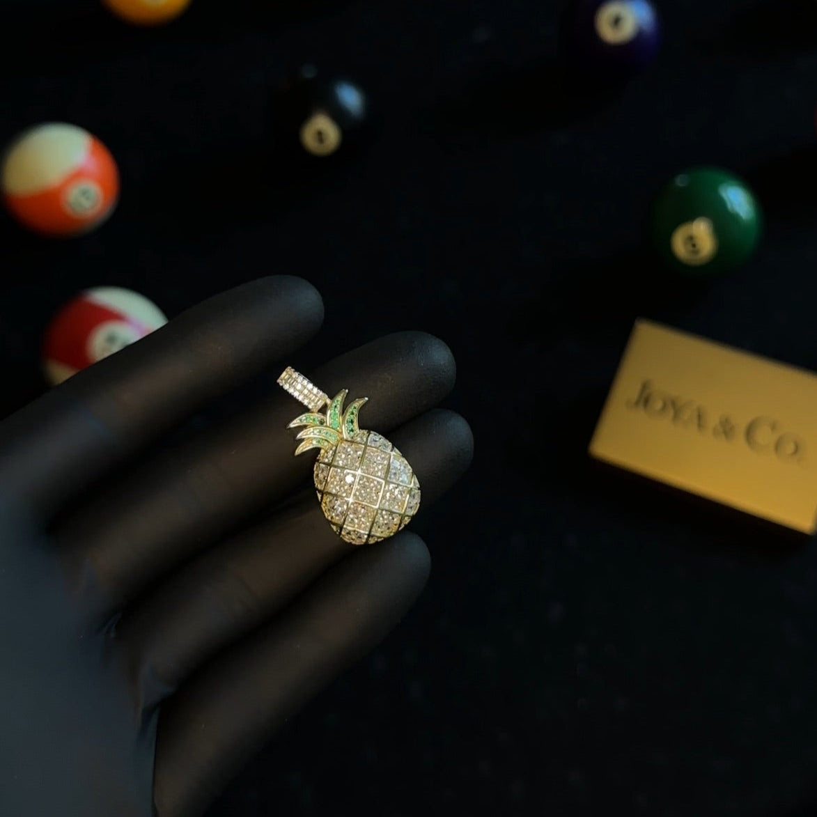 Iced Out Pineapple Pendant – 14k Gold-Plated Sterling Silver with Cubic Zirconia | Luxury Tropical Charm