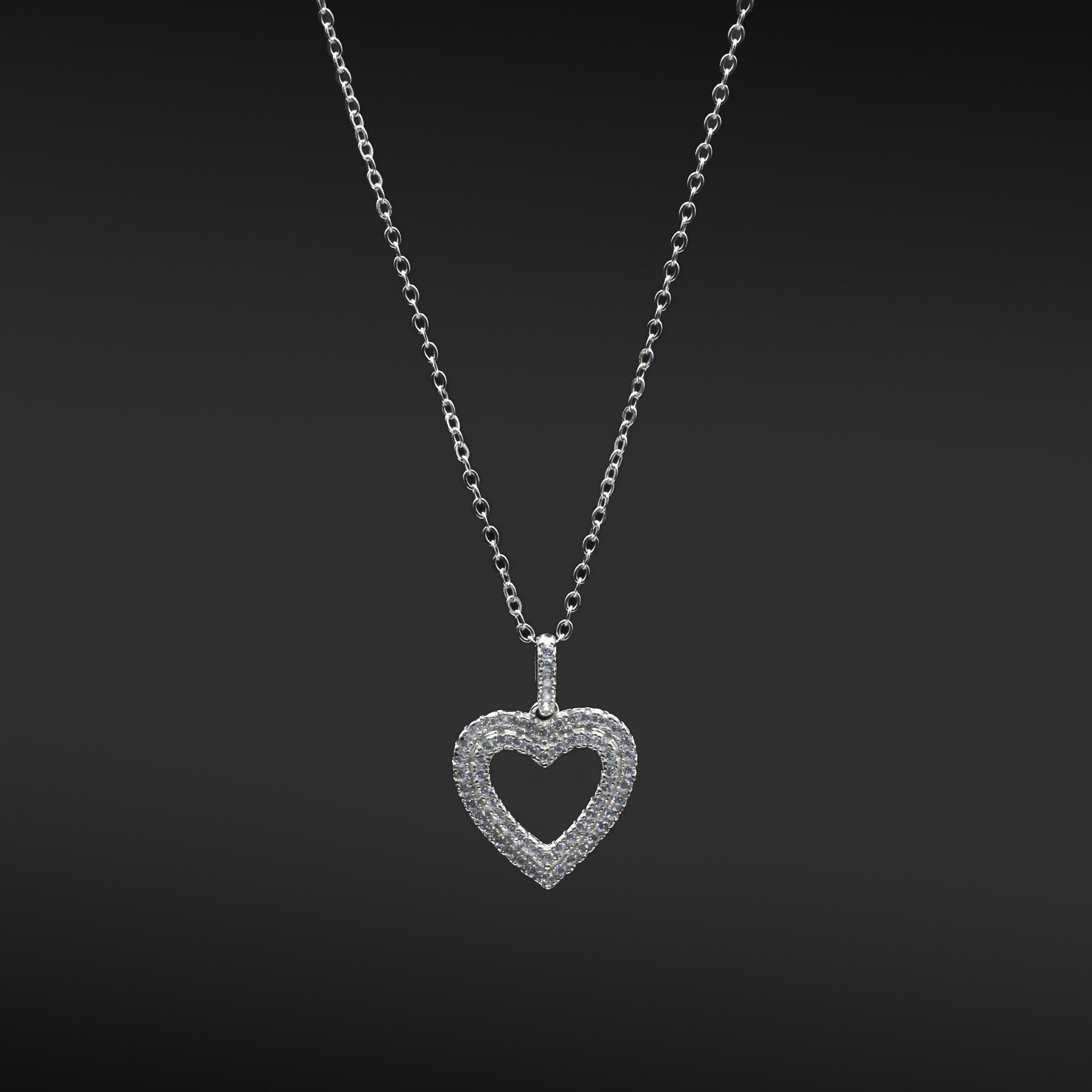 Pavé Open Heart Necklace