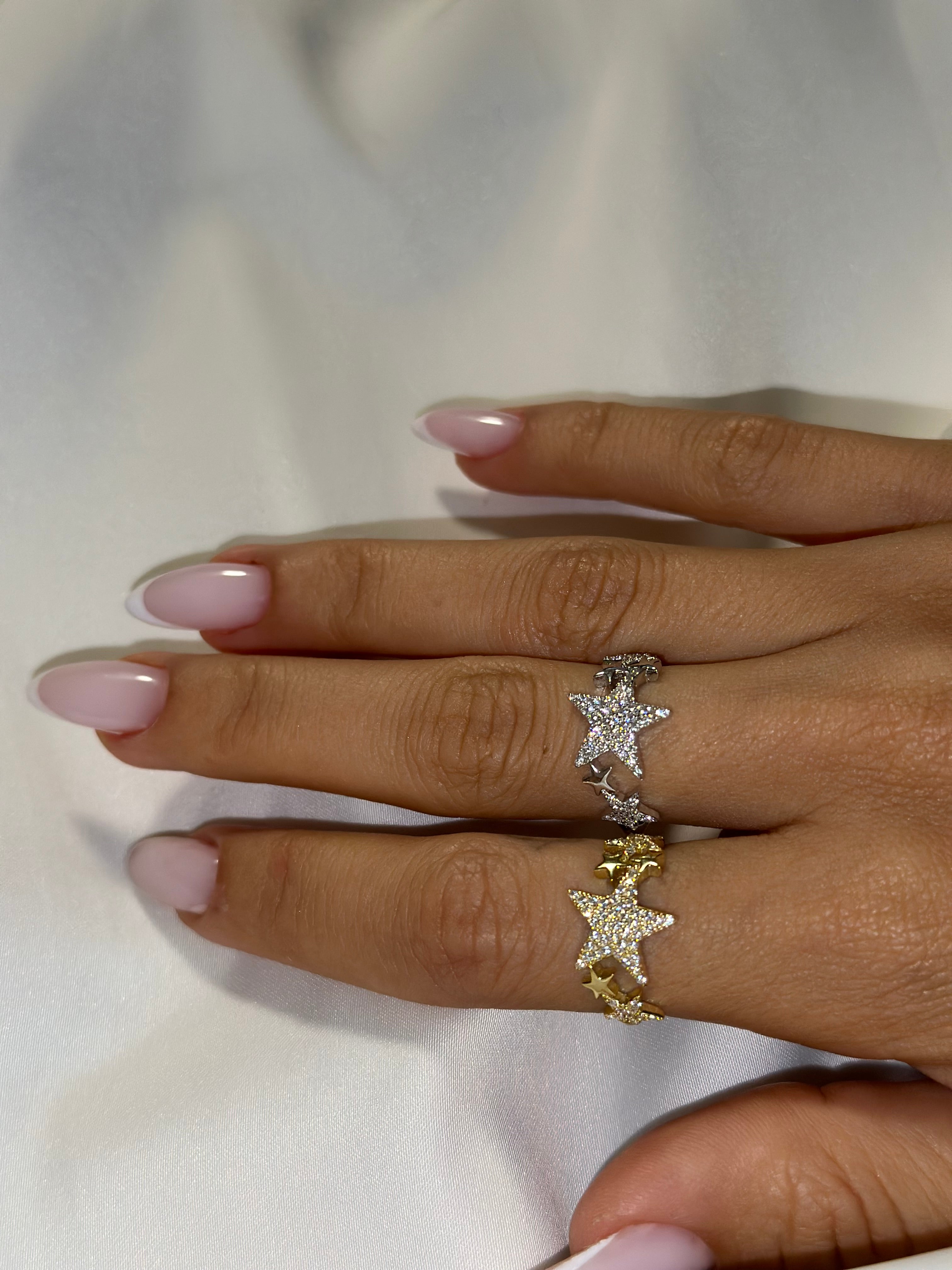 Sparkling Star Ring With Zircons