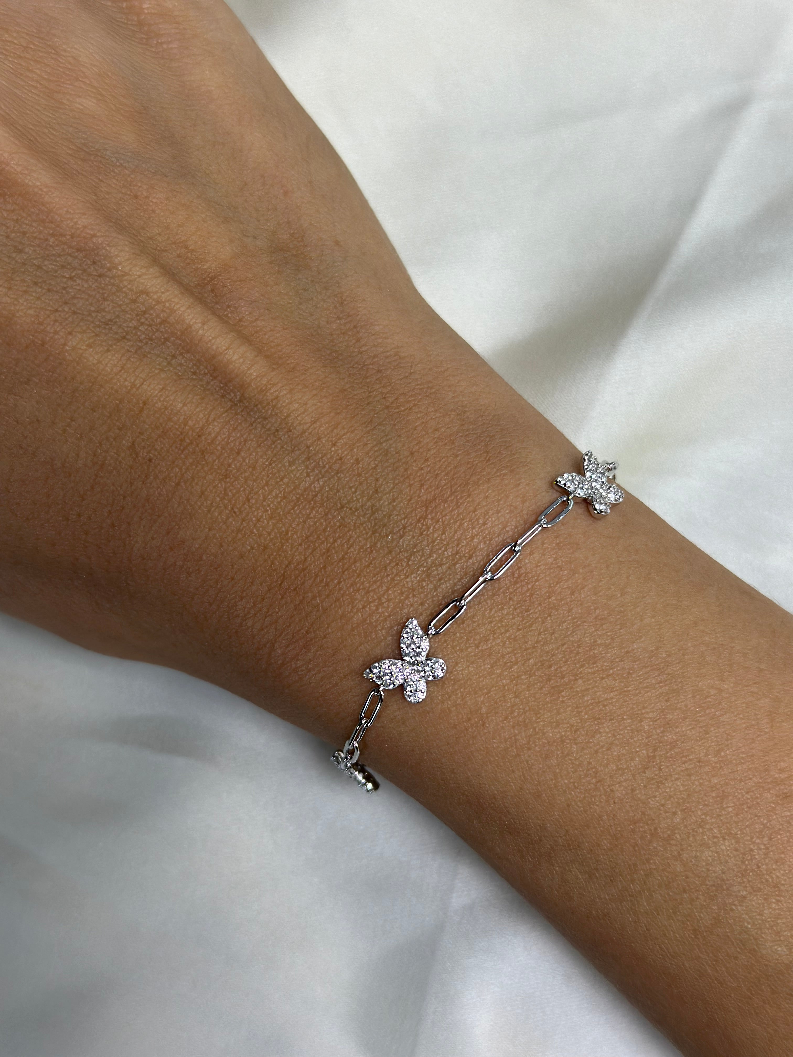 Butterfly bracelet decorated with zircons