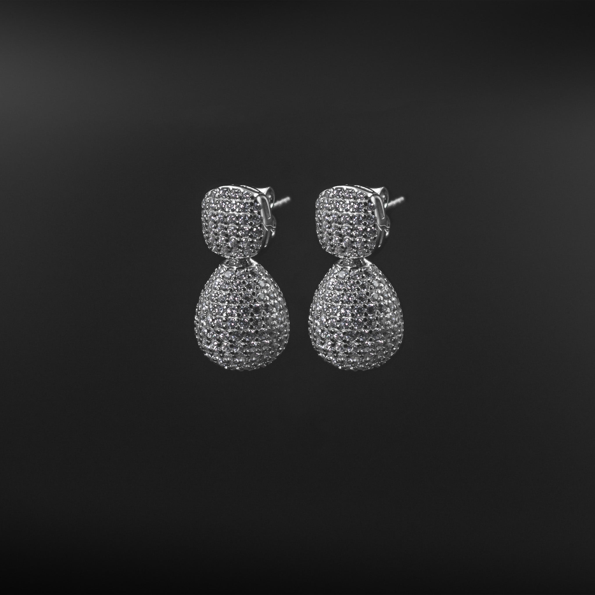 Pavé Ball & Teardrop Drop Earrings