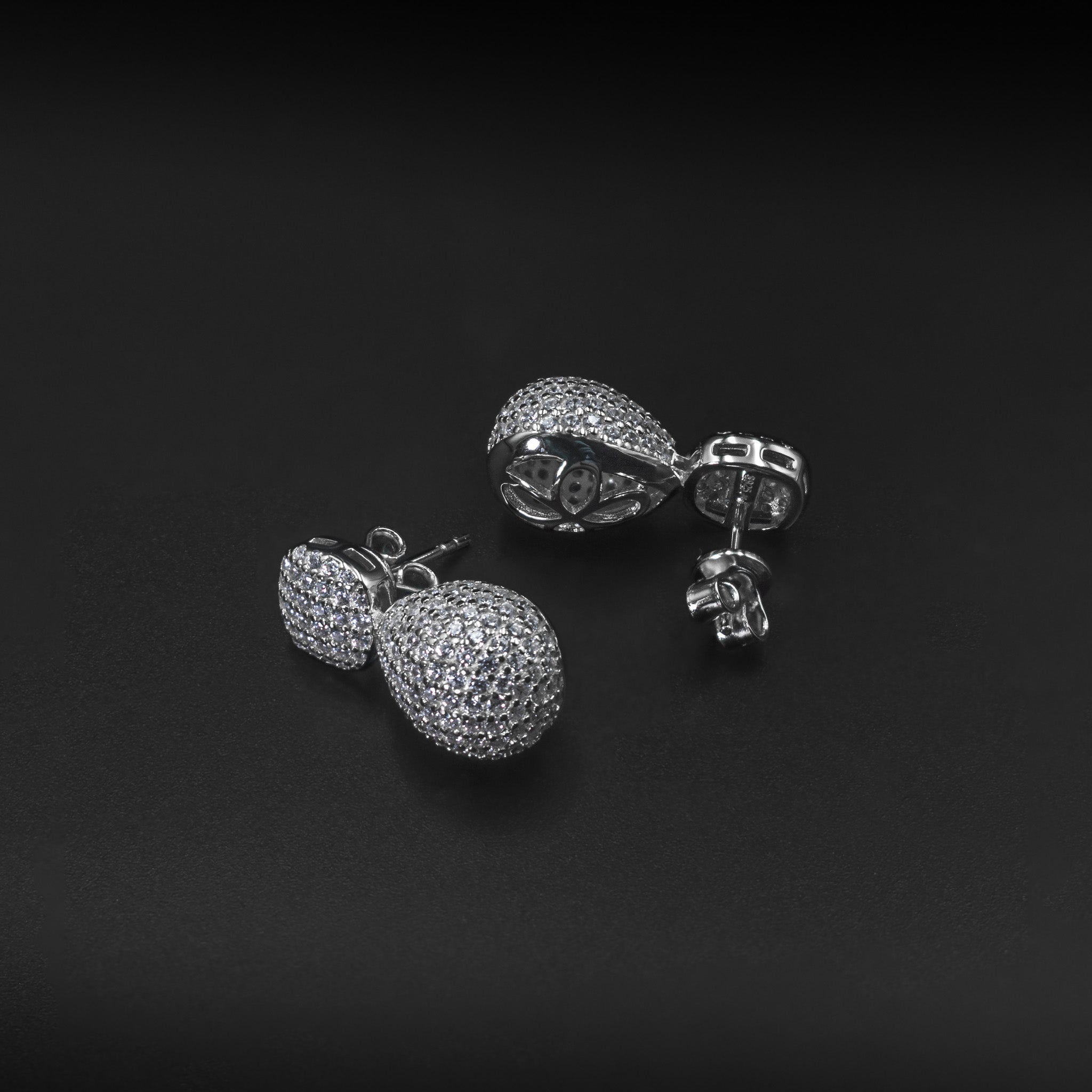 Pavé Ball & Teardrop Drop Earrings