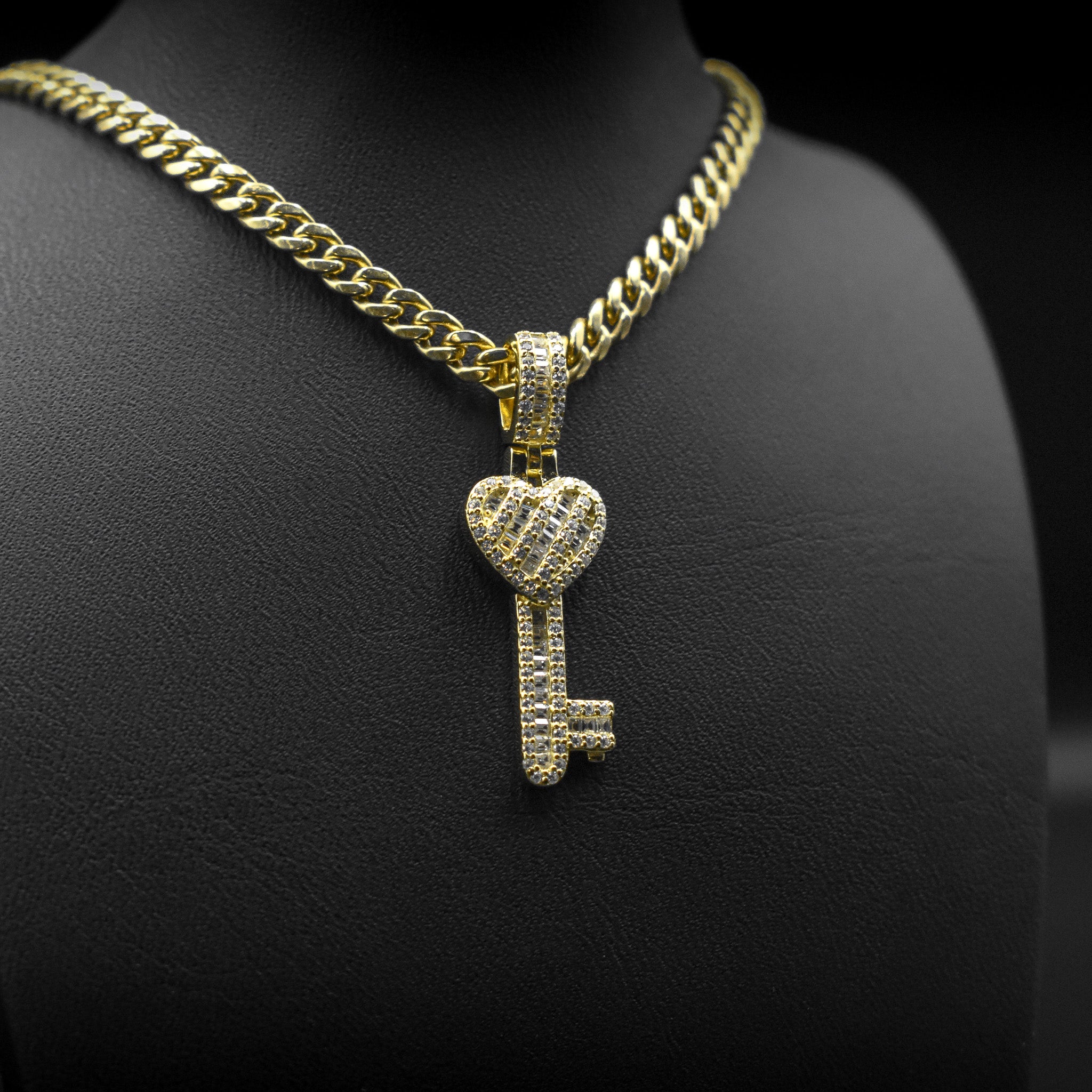 Diamond Heart Key Pendant