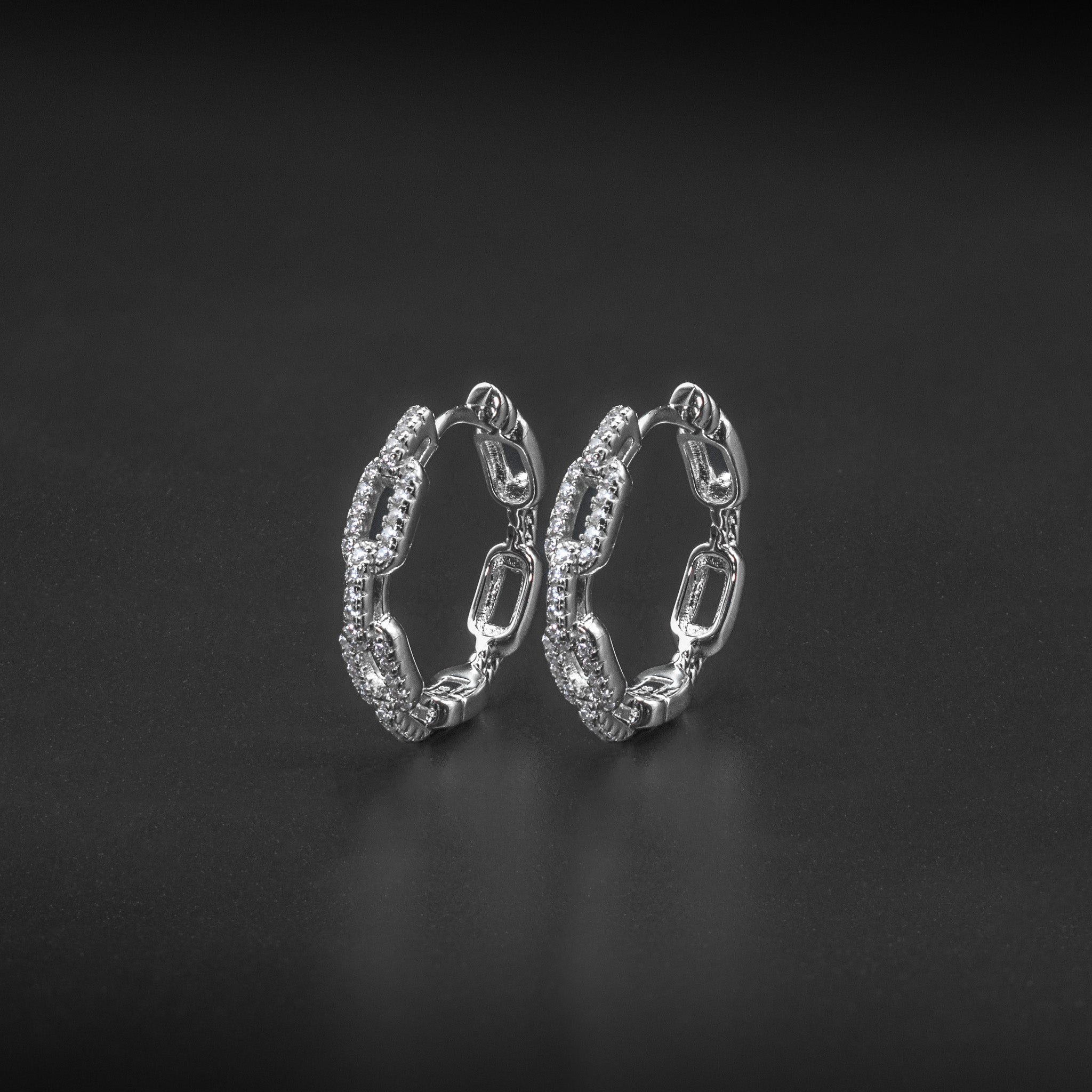 Chain Link Diamond Hoop Earrings