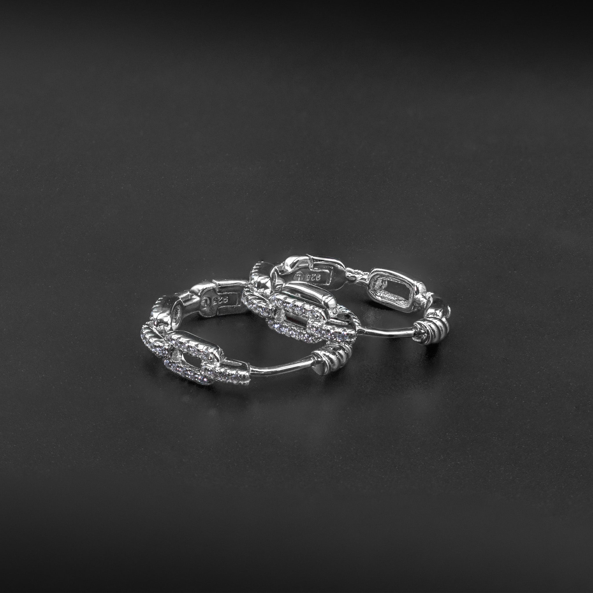 Chain Link Diamond Hoop Earrings