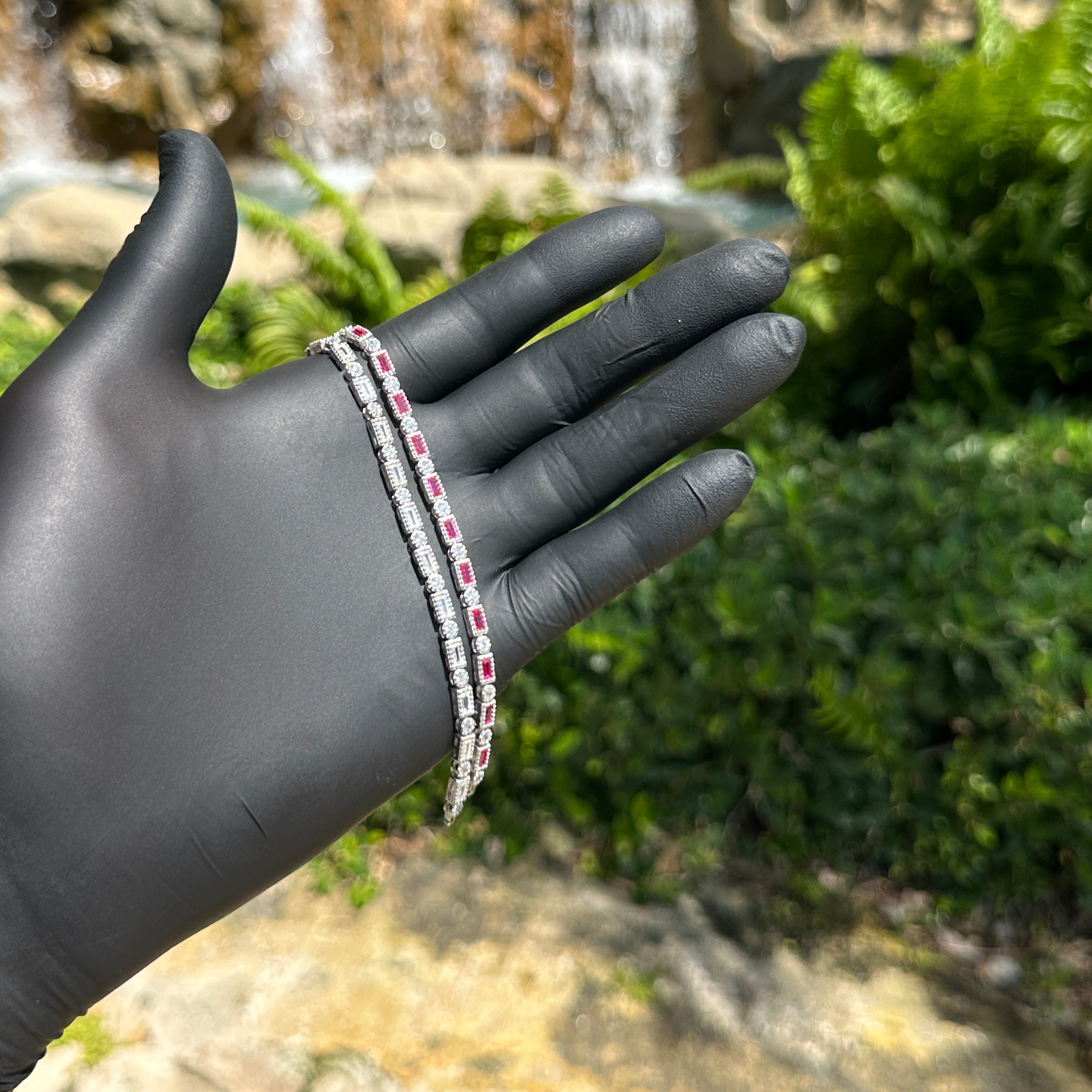 Emerald Cut Ruby Tennis Bracelet