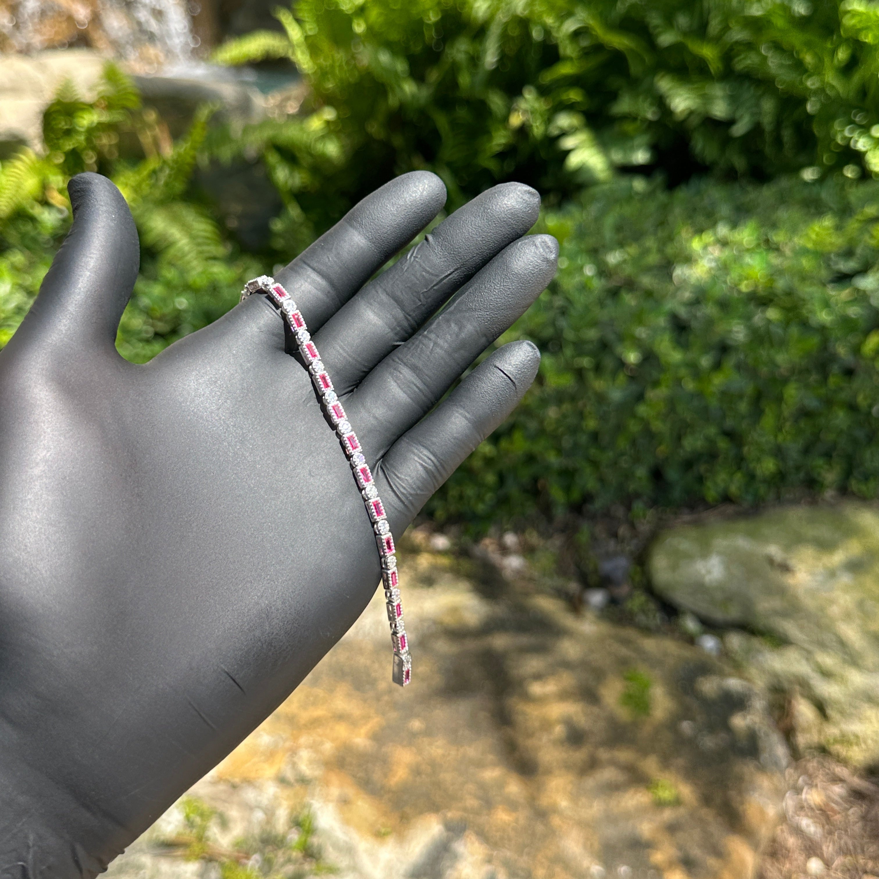 Emerald Cut Ruby Tennis Bracelet