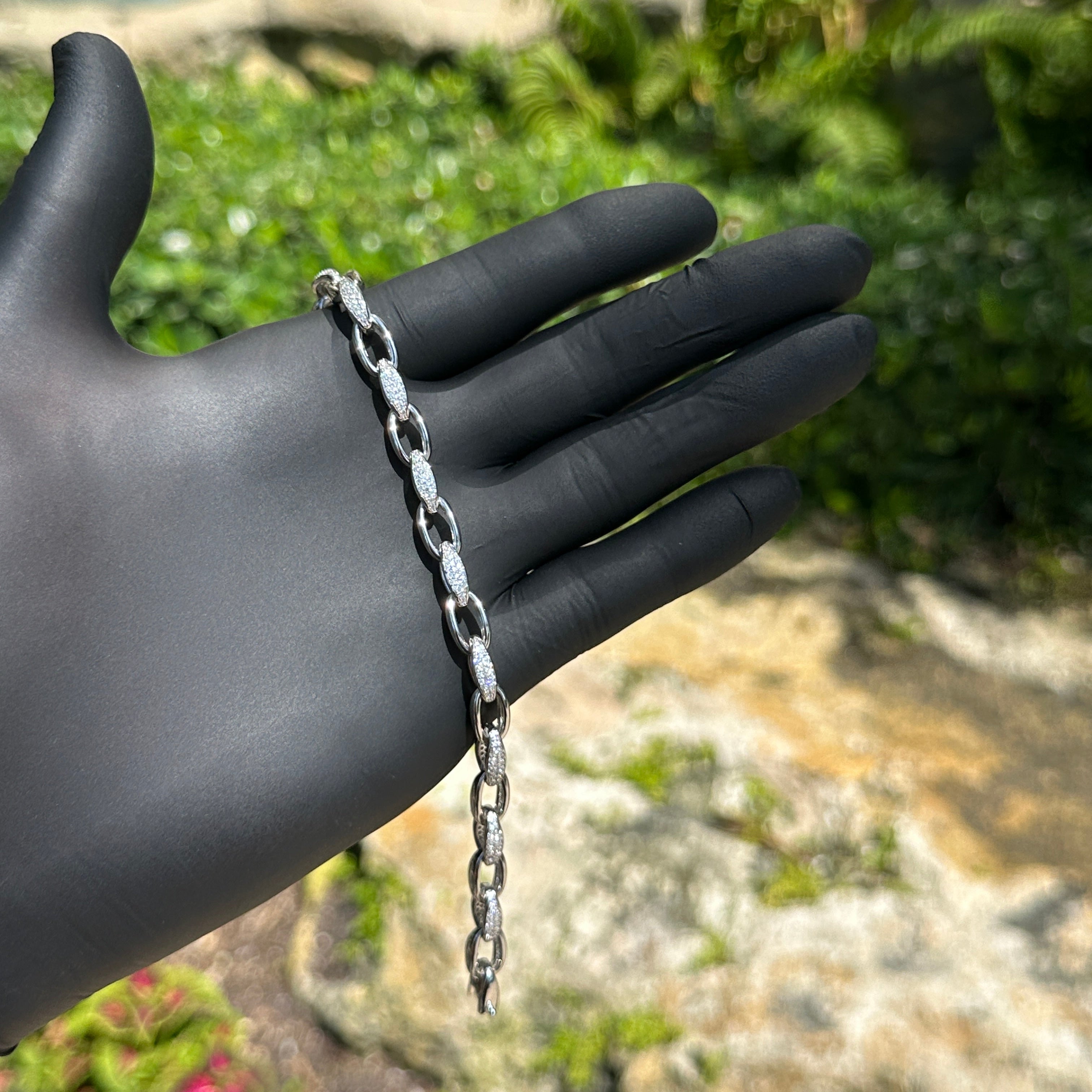Iced Out Oval Link Chain Bracelet