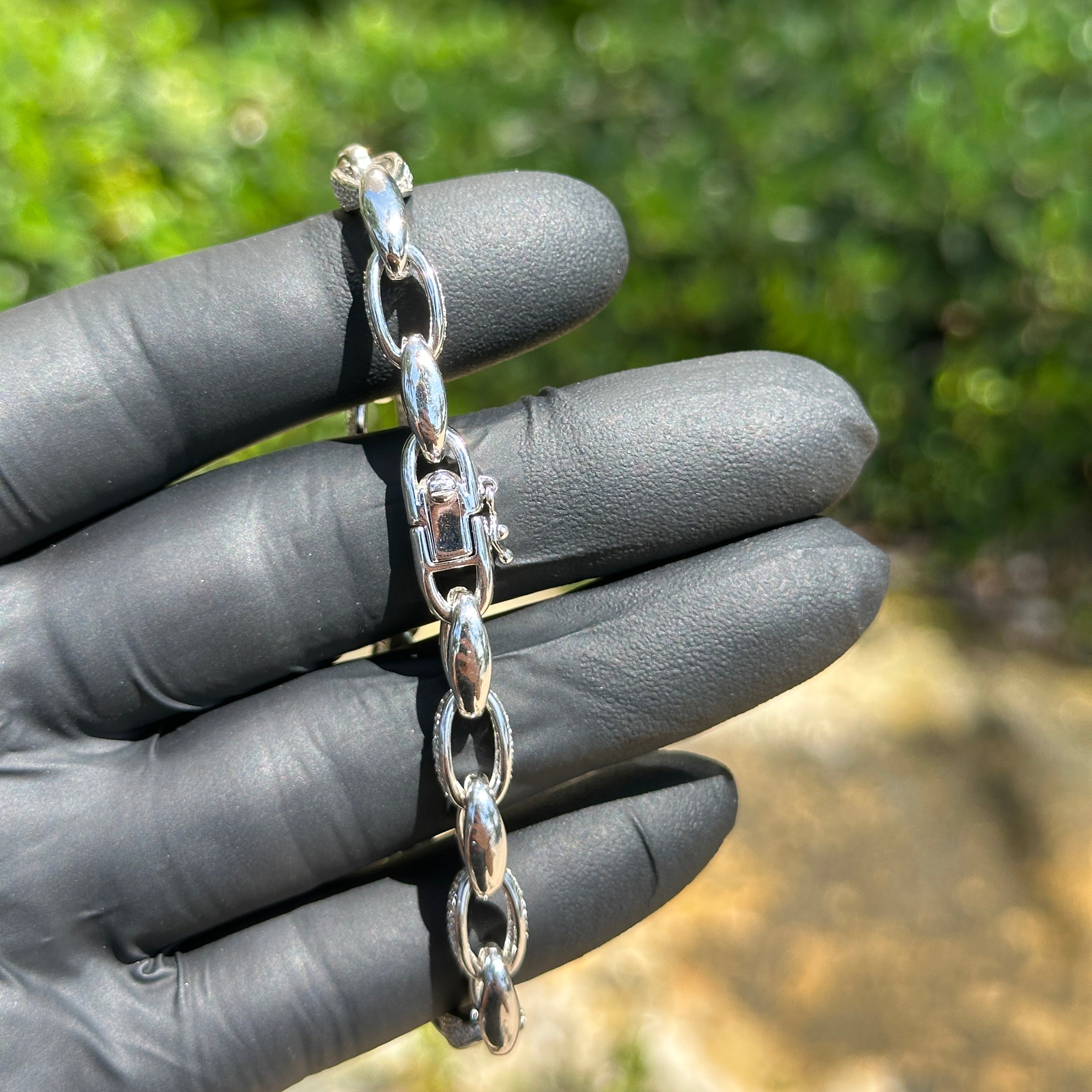 Iced Out Oval Link Chain Bracelet