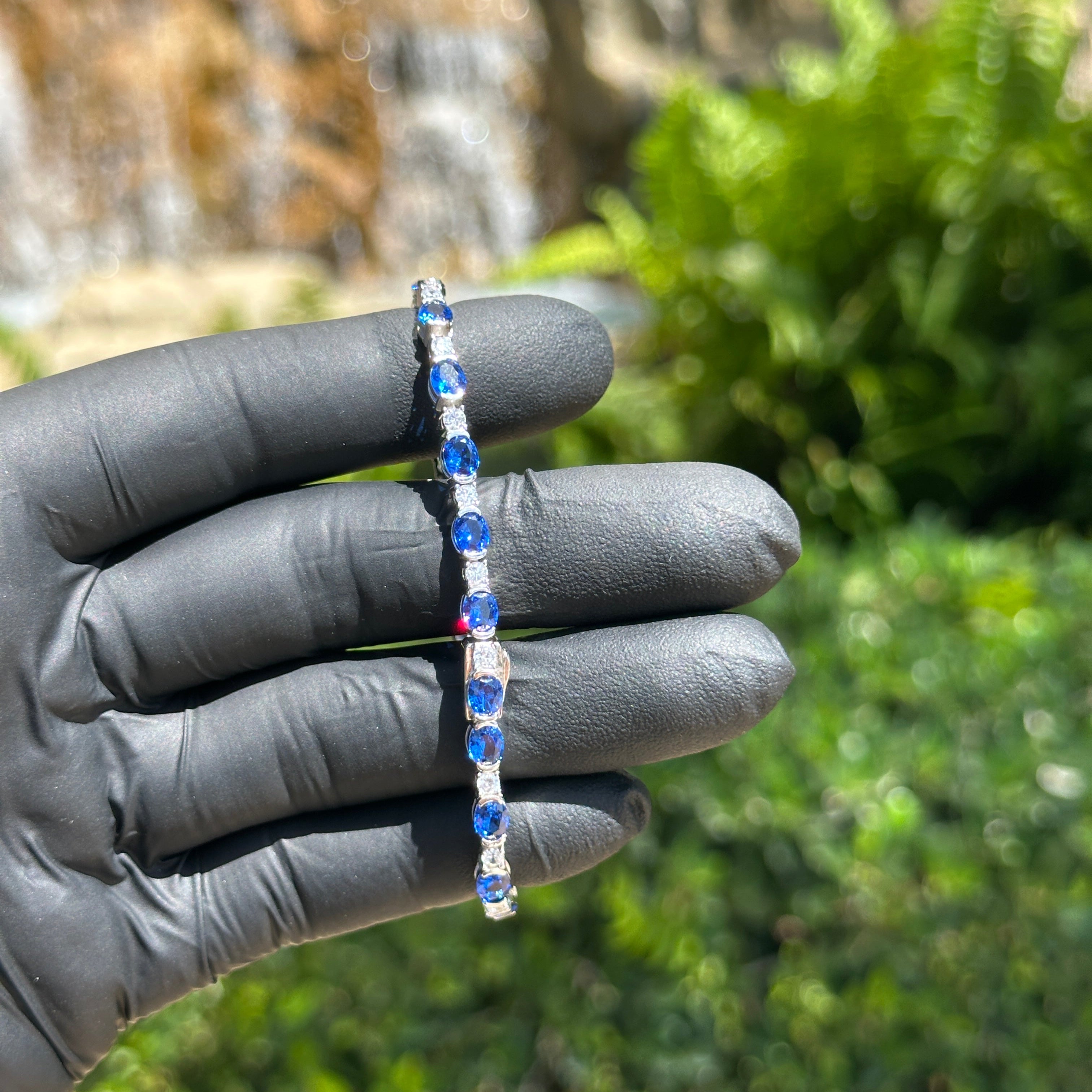 Oval Blue Stone Tennis Bracelet