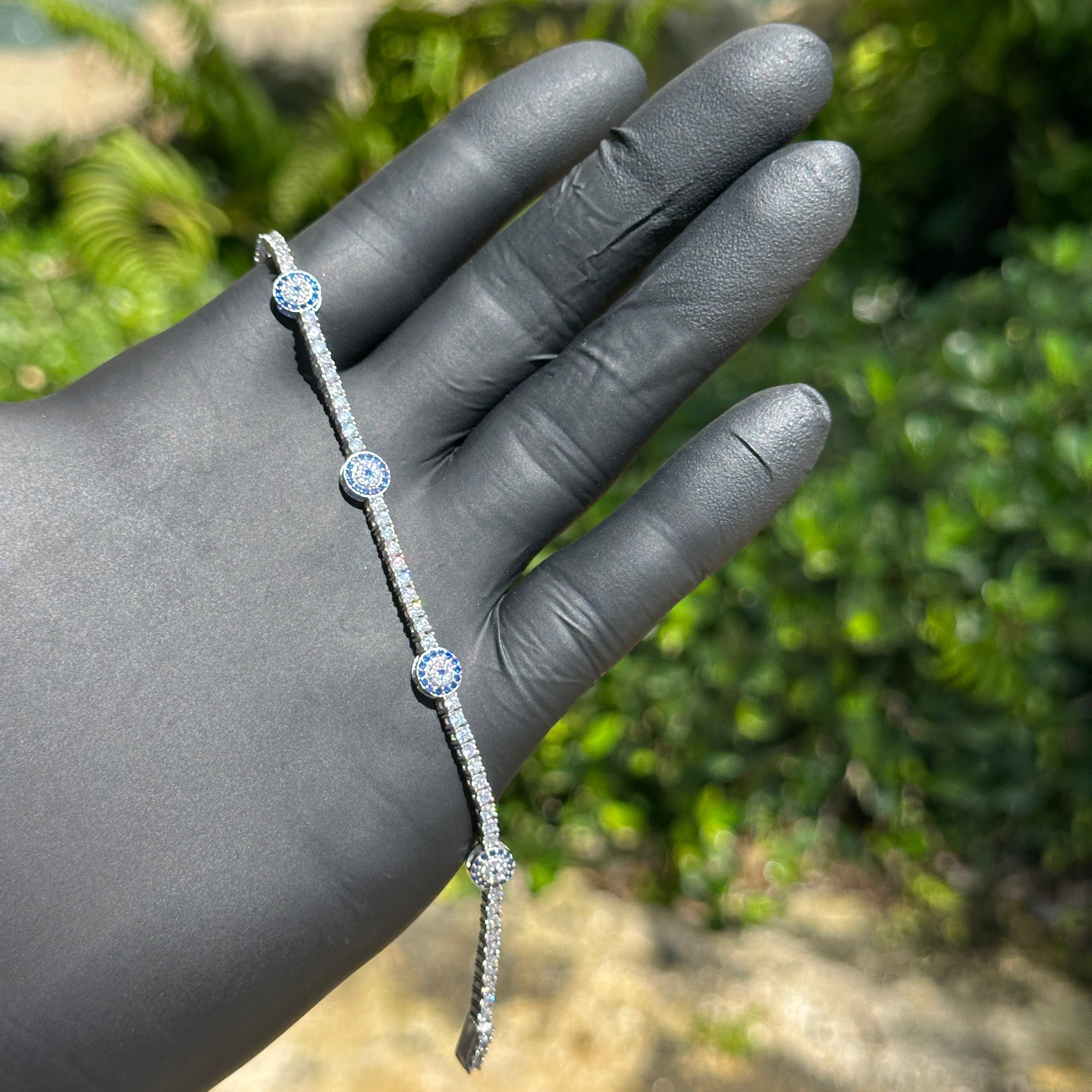 Circle Evil Eye Tennis Bracelet