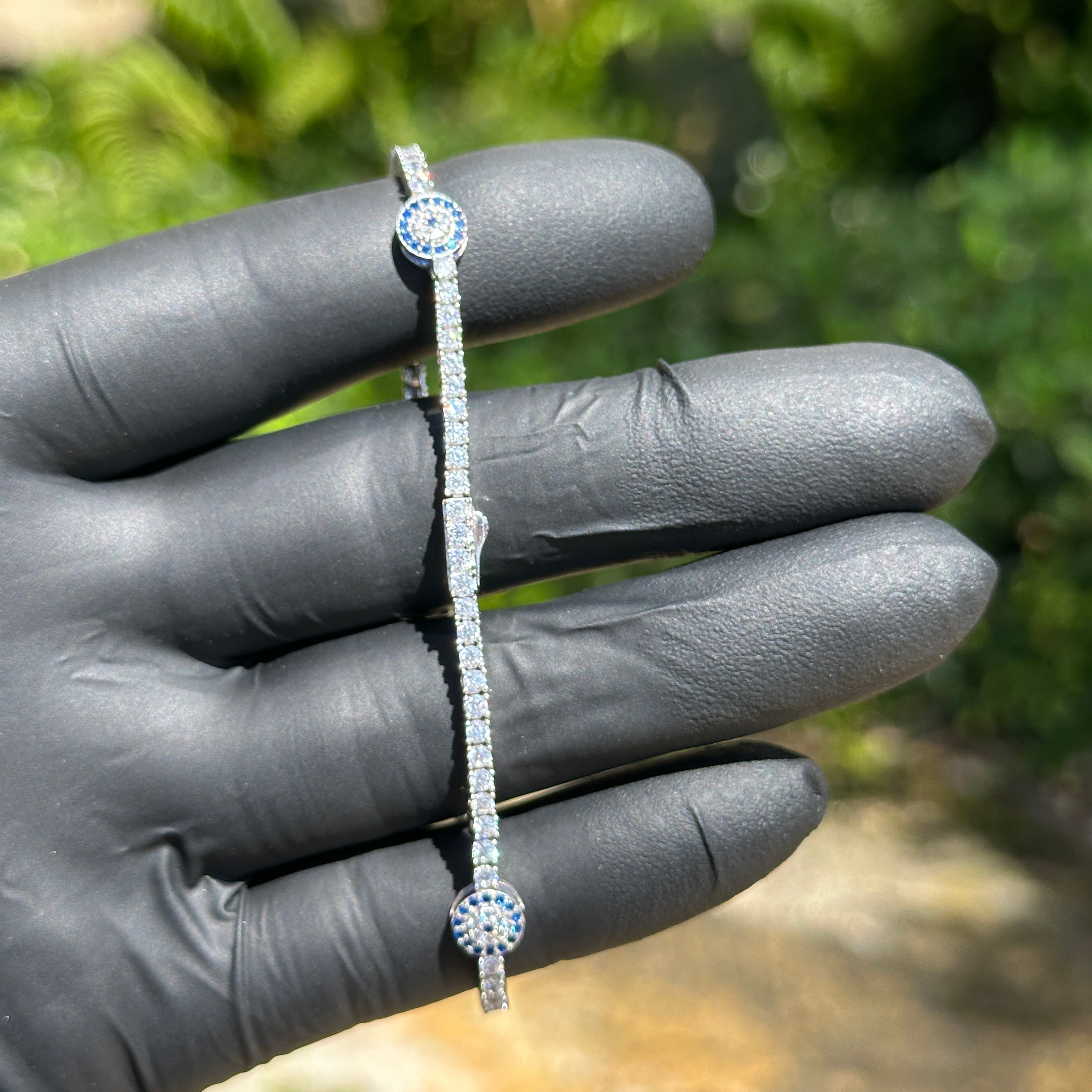 Circle Evil Eye Tennis Bracelet