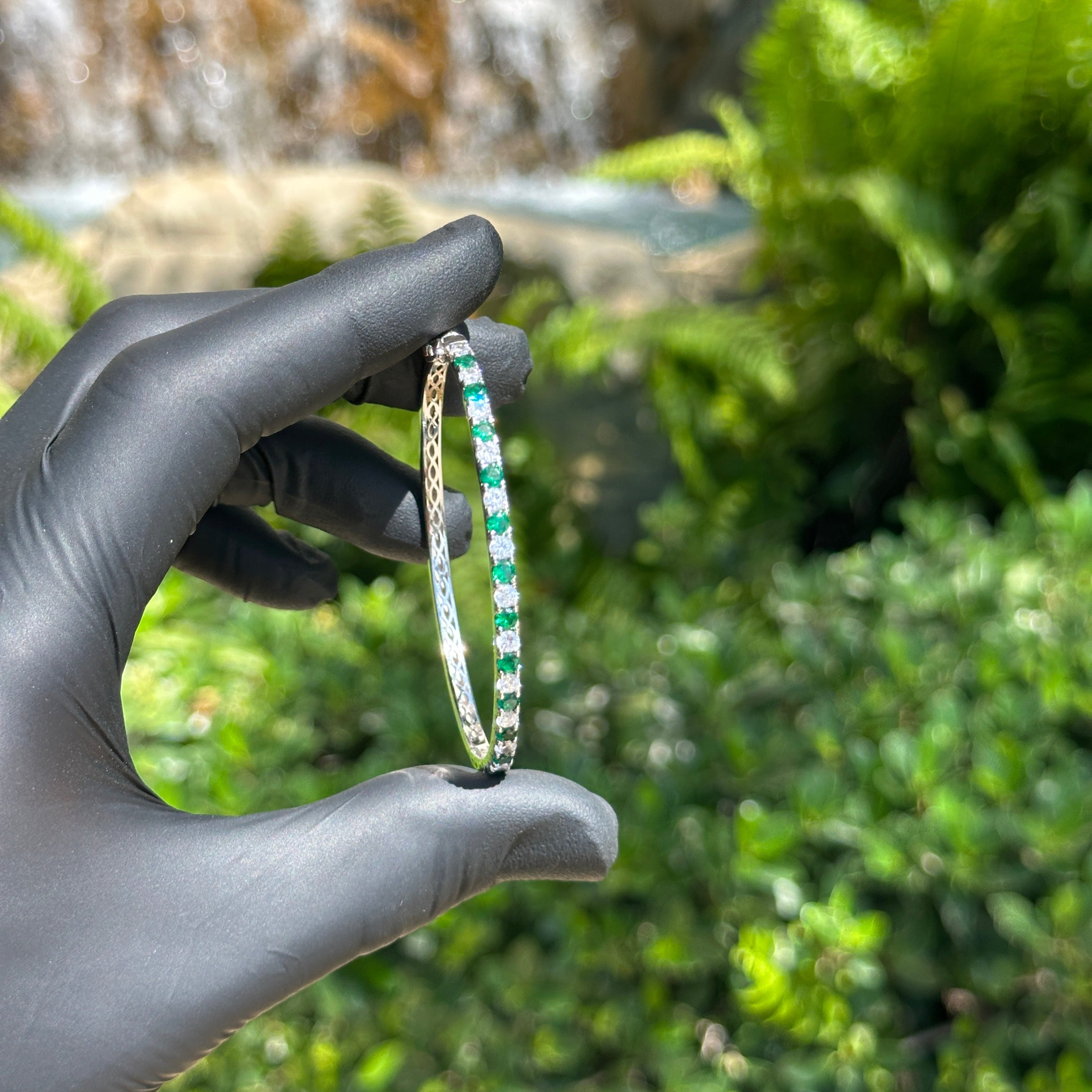 Green & Pink CZ Eternity Bangle
