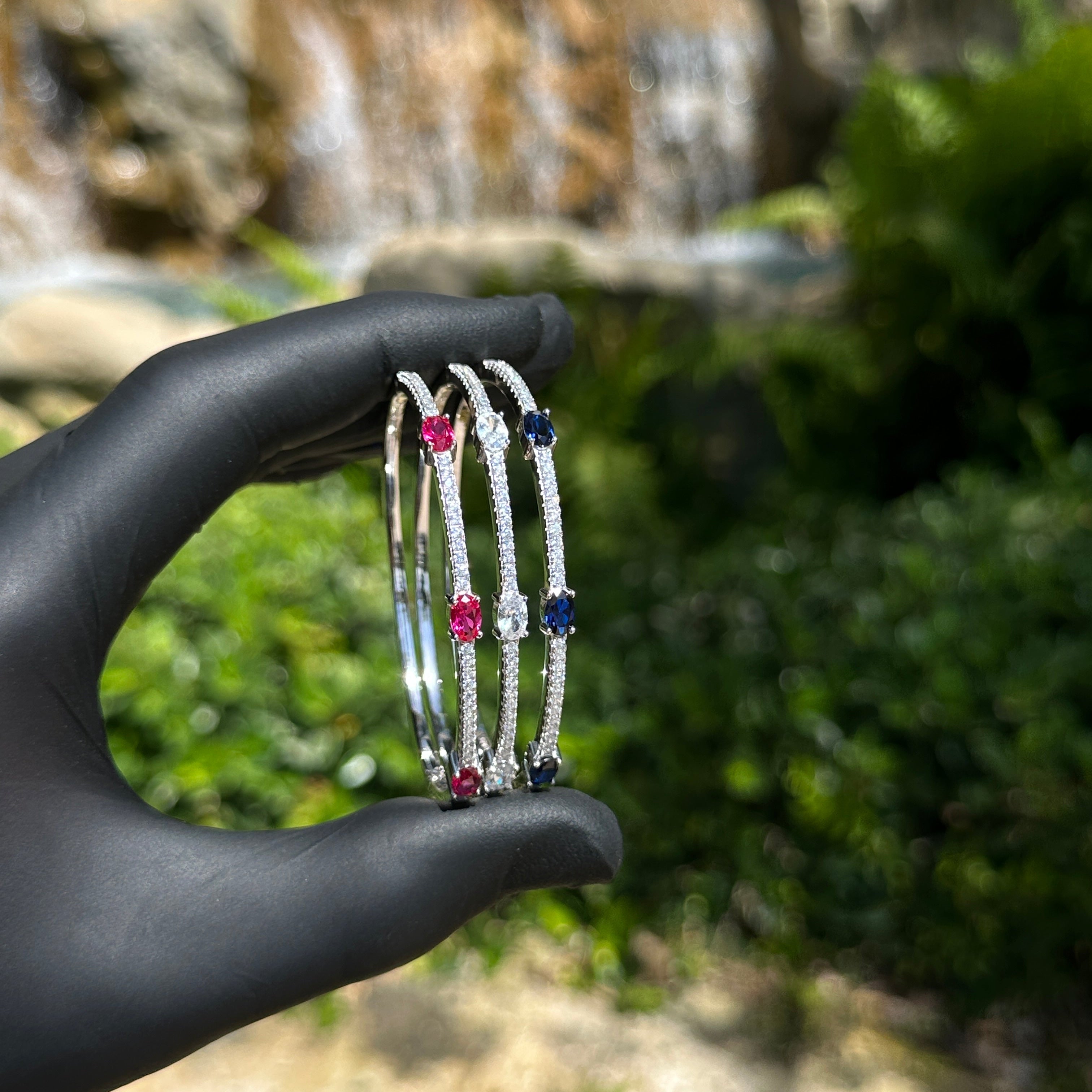 Oval Cut CZ Bangle Bracelets
