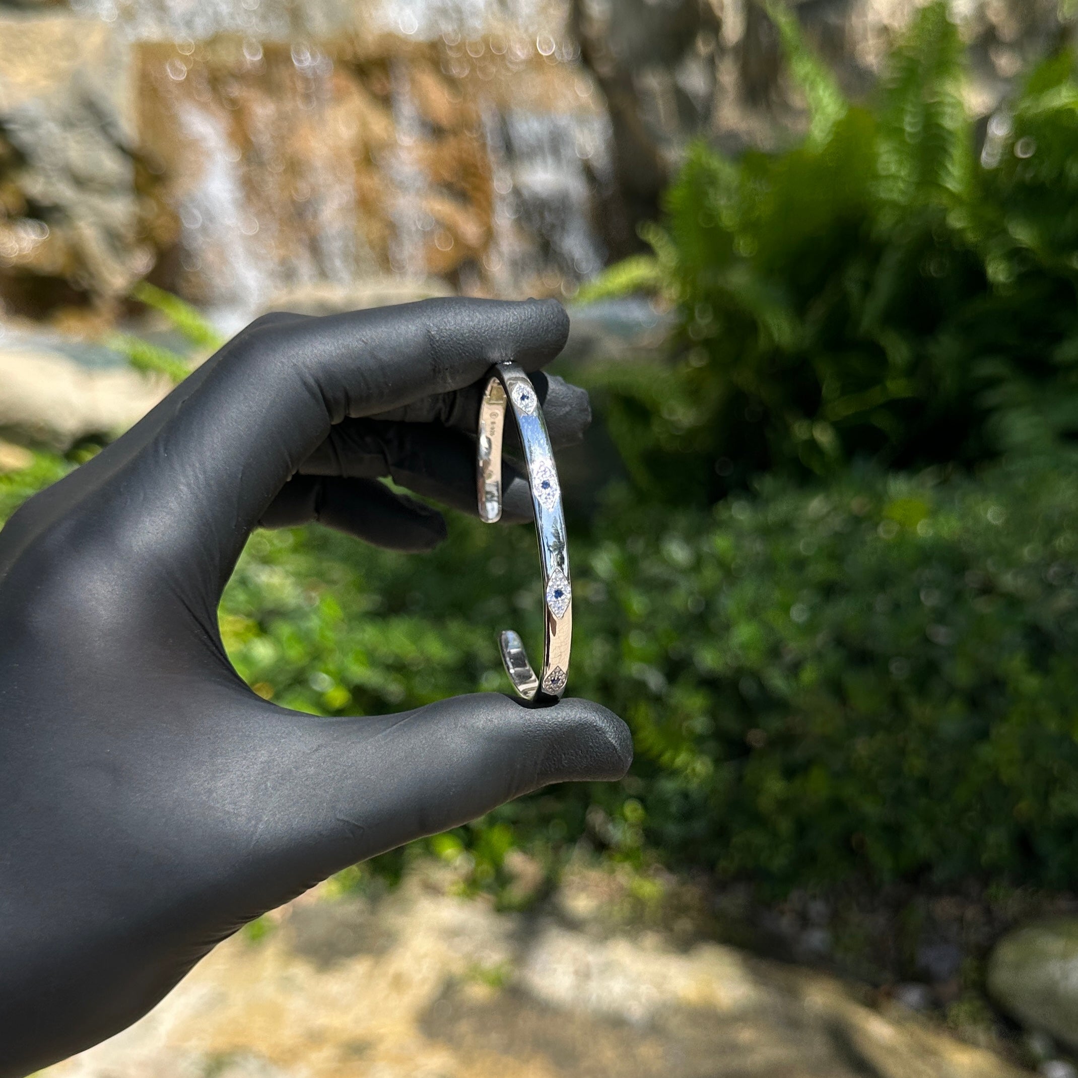 Sterling Silver Evil Eye Cuff Bracelet
