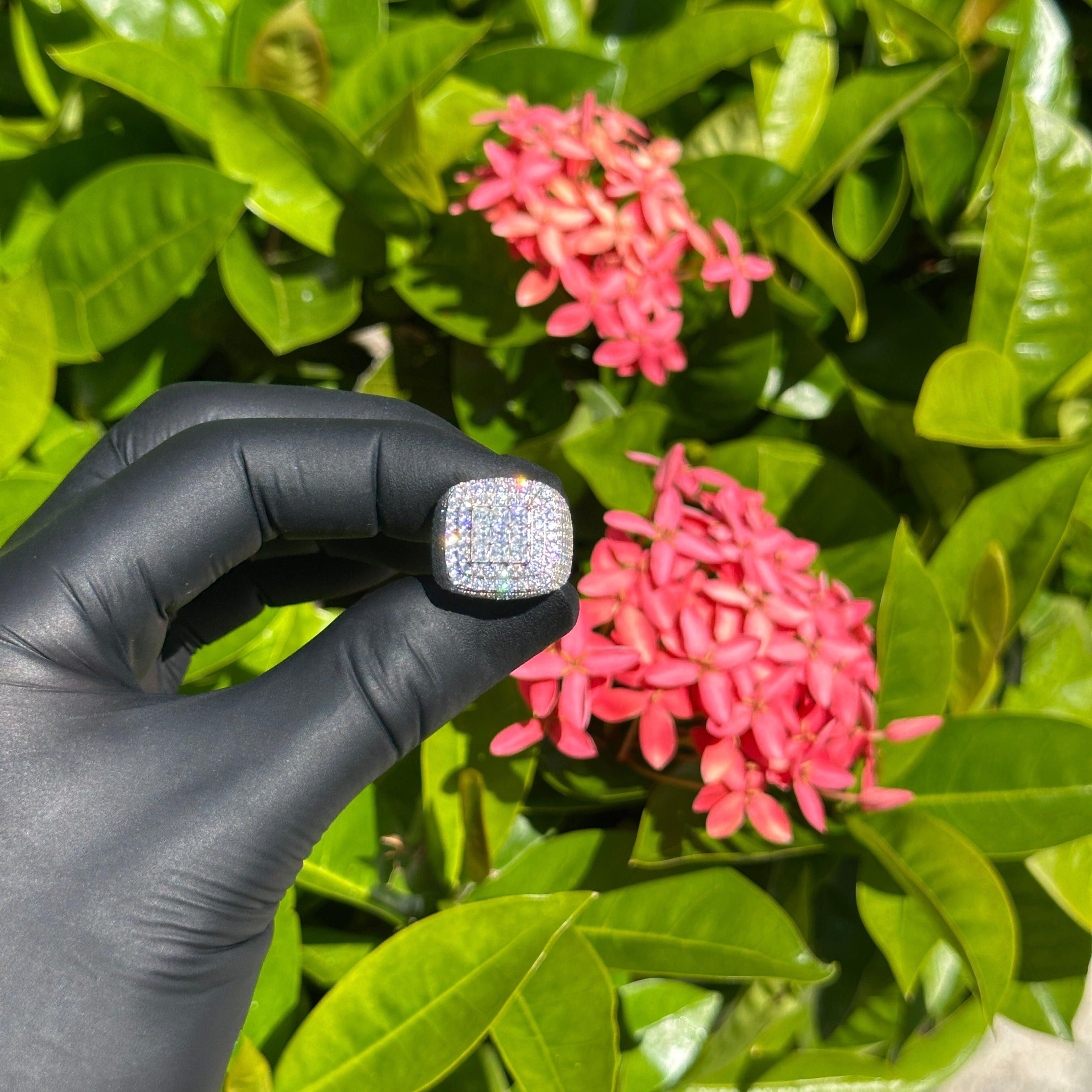Iced-Out Cushion Square Pavé Ring