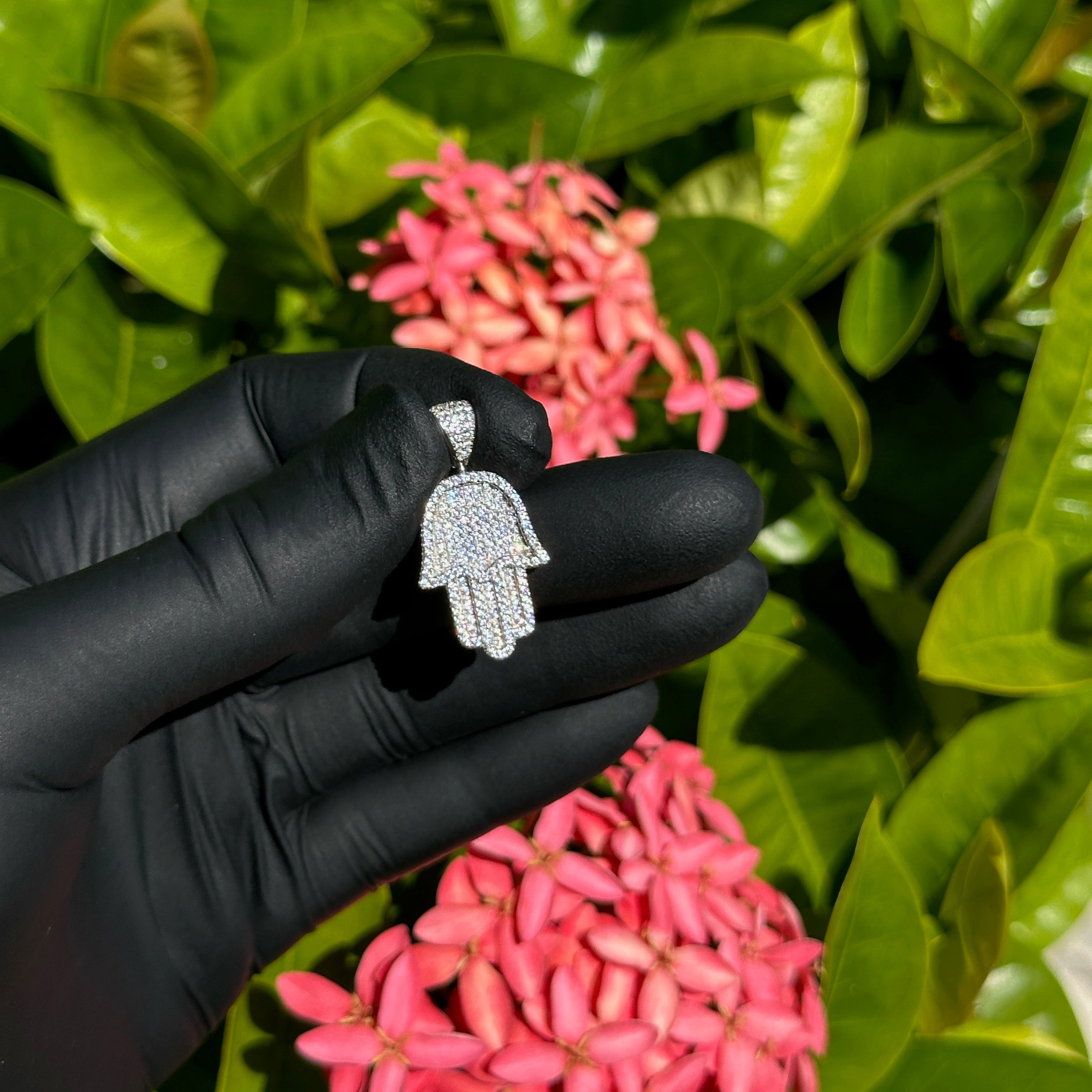 Iced Out Hamsa Hand Pendant