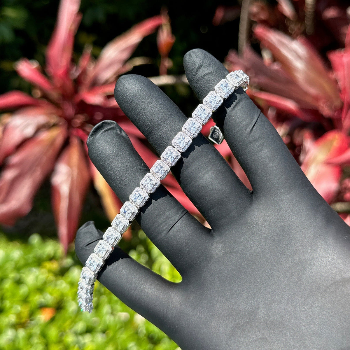 Iced Cluster Link Bracelet – Sterling Silver with Cubic Zirconia | Lux