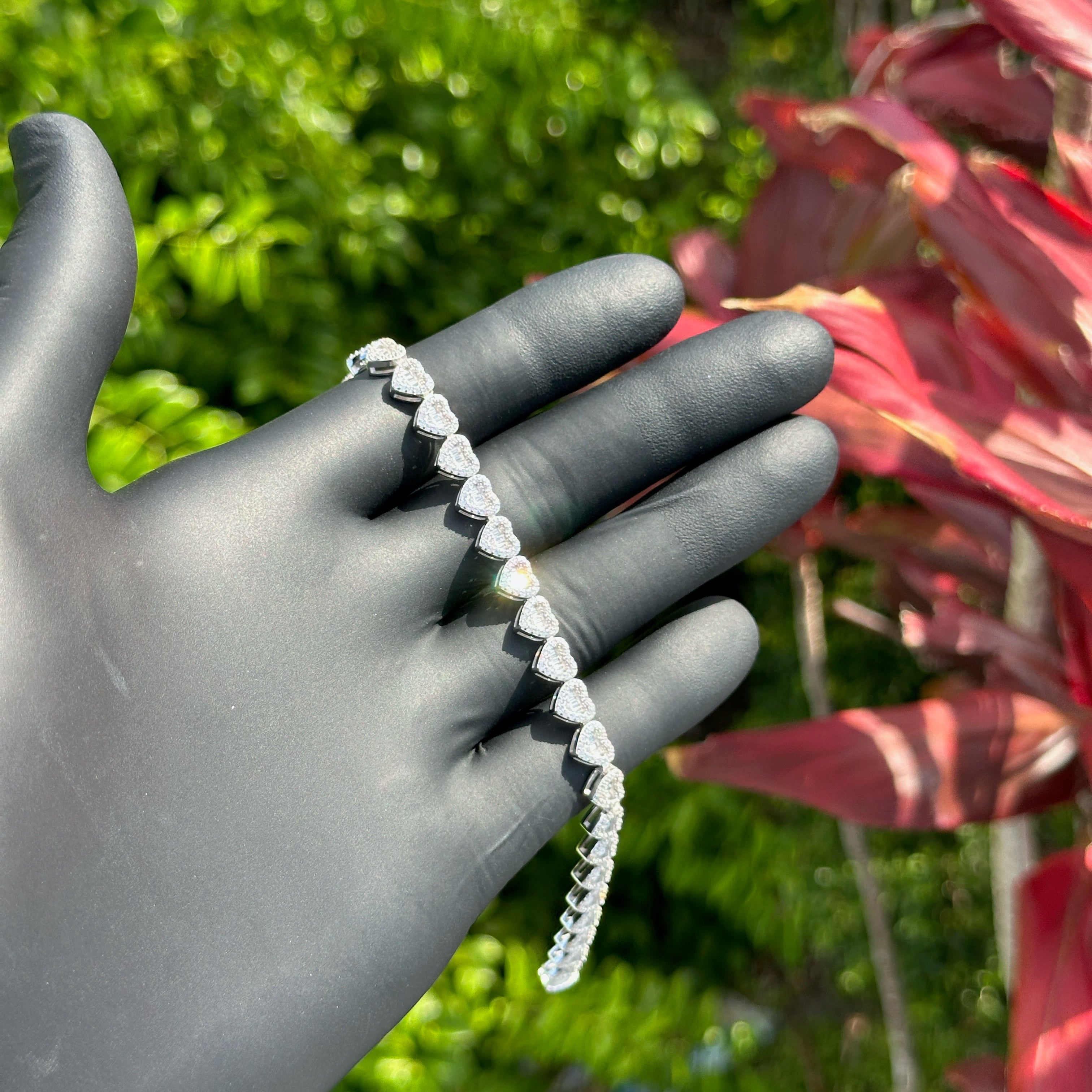 Sterling Silver Heart CZ Bracelet | Dainty Romantic Tennis-Inspired Jewelry