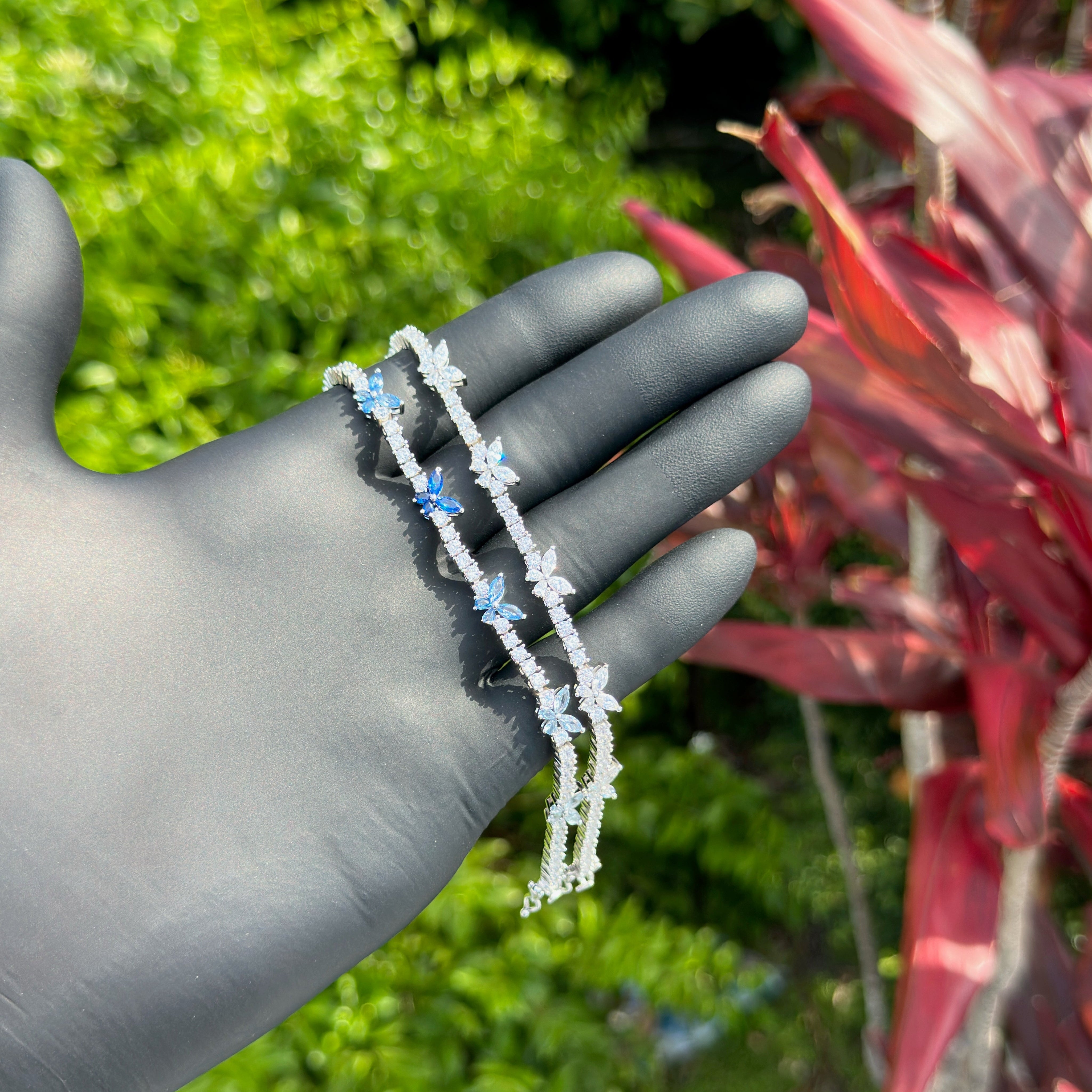Sterling Silver Butterfly Tennis Bracelet CZ Sparkle Stack | Dainty Layered Jewelry