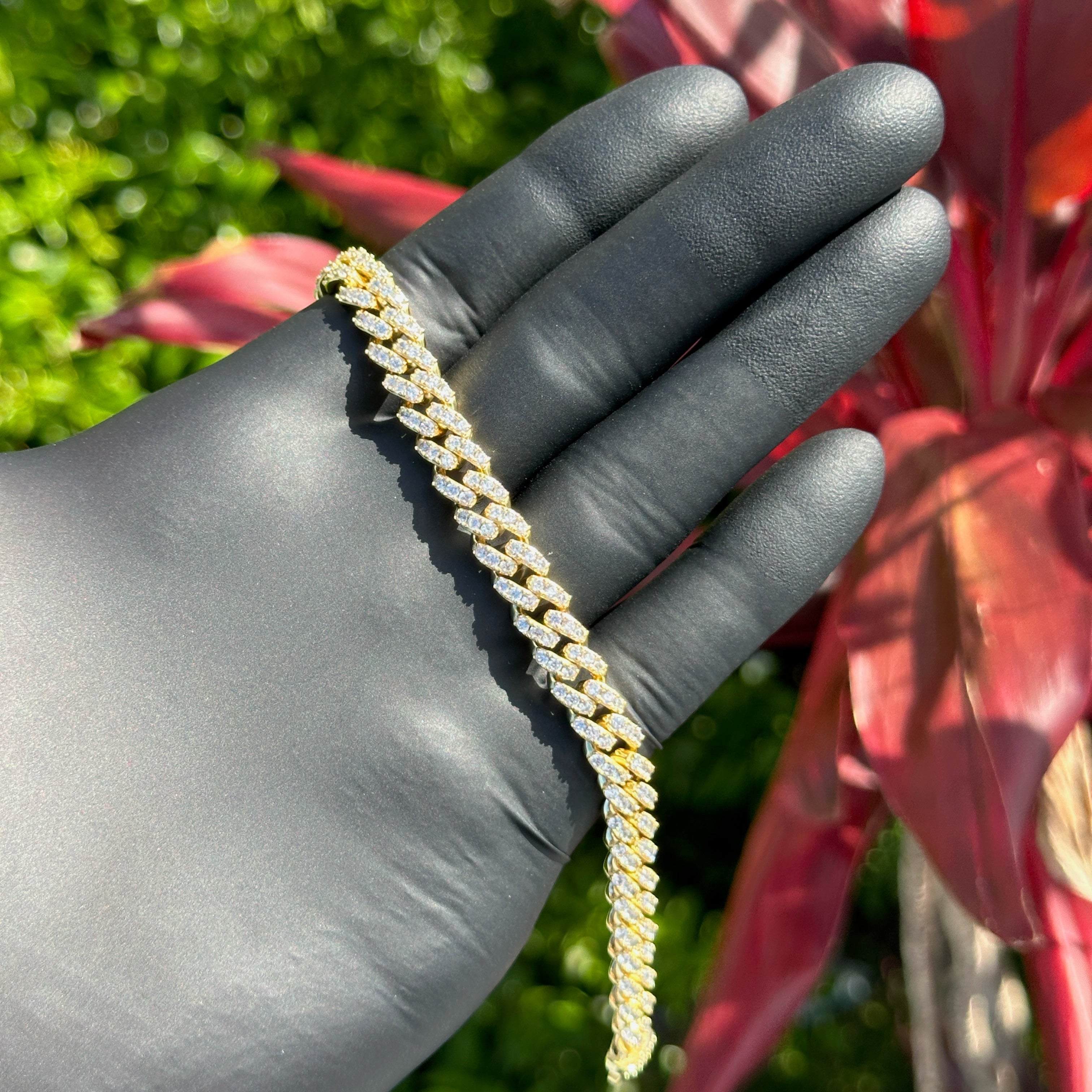 Iced Out Cuban Link Bracelet – 14K Gold Plated Sterling Silver with CZ – Bold Hip Hop Bling Wristwear