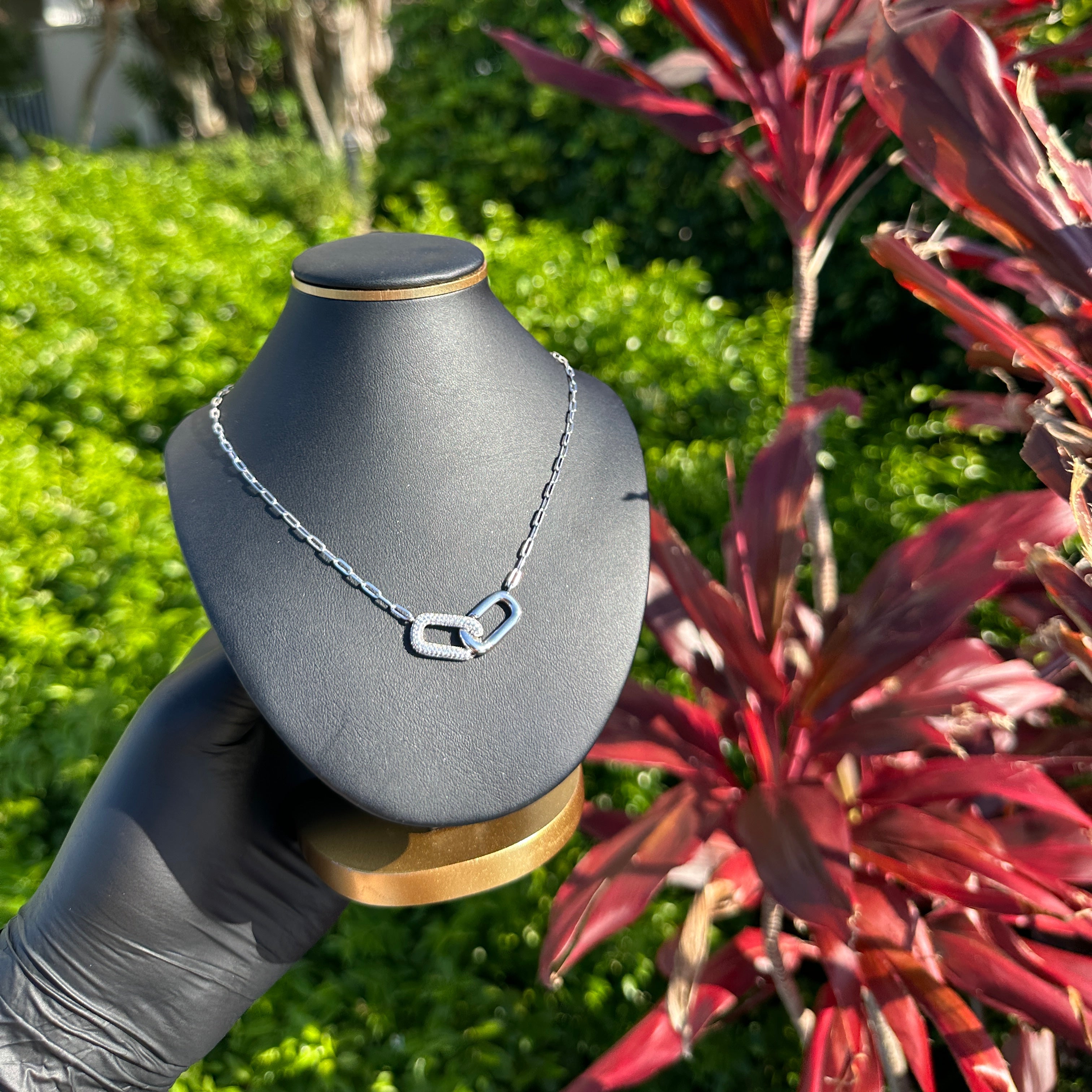 Interlocking Chain Link Necklace – 925 Sterling Silver with CZ – Modern & Minimalist Sparkle