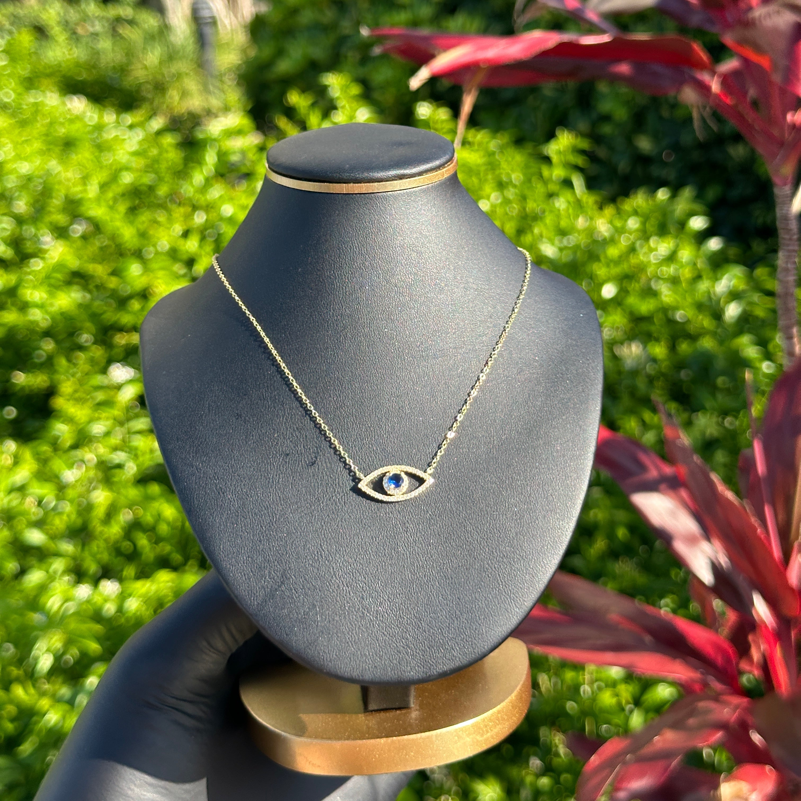 Sterling Silver dipped in 14k Gold Evil Eye Pendant Necklace with CZ – Dainty Protection Jewelry 16-18 inch
