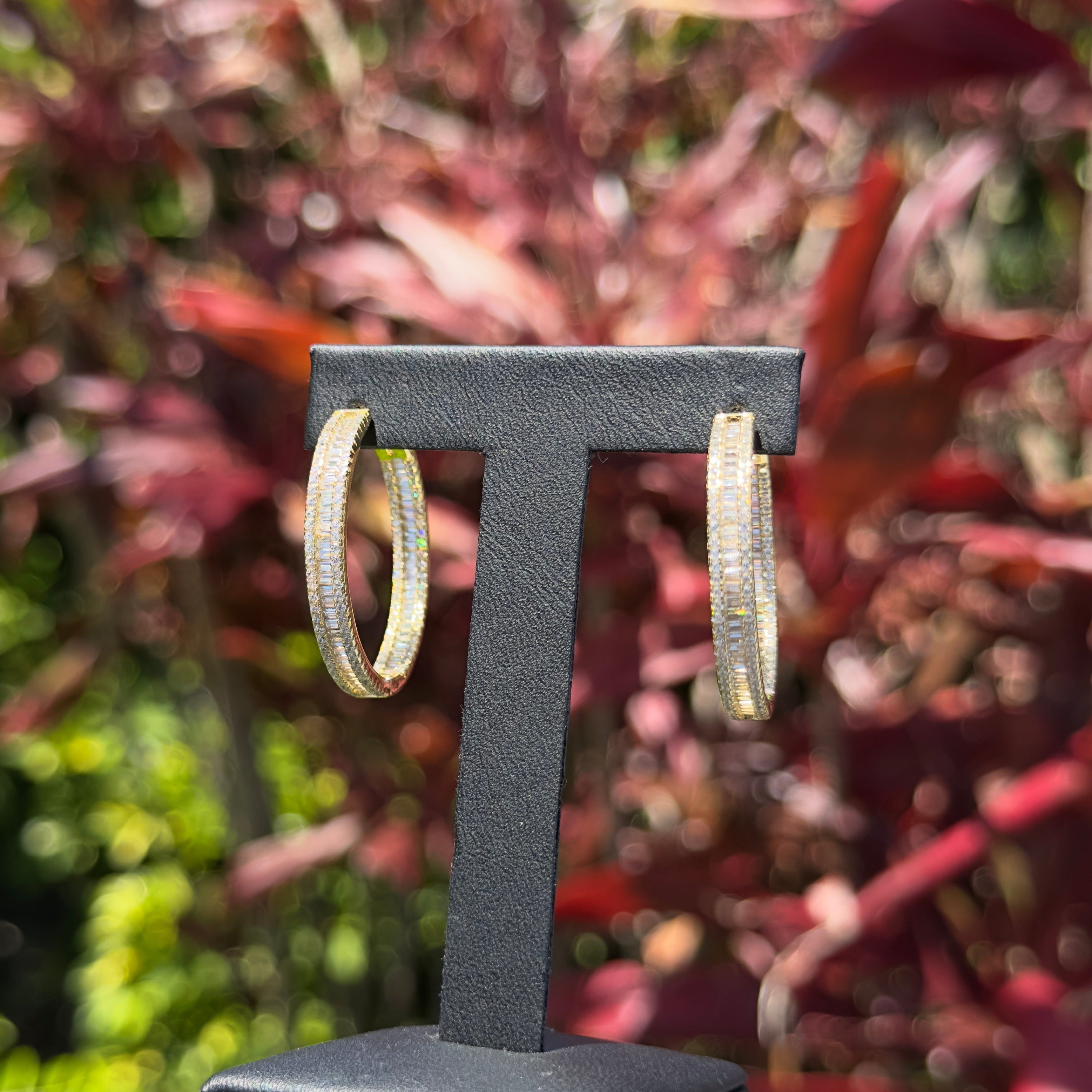 Medium Baguette-Cut CZ Hoops