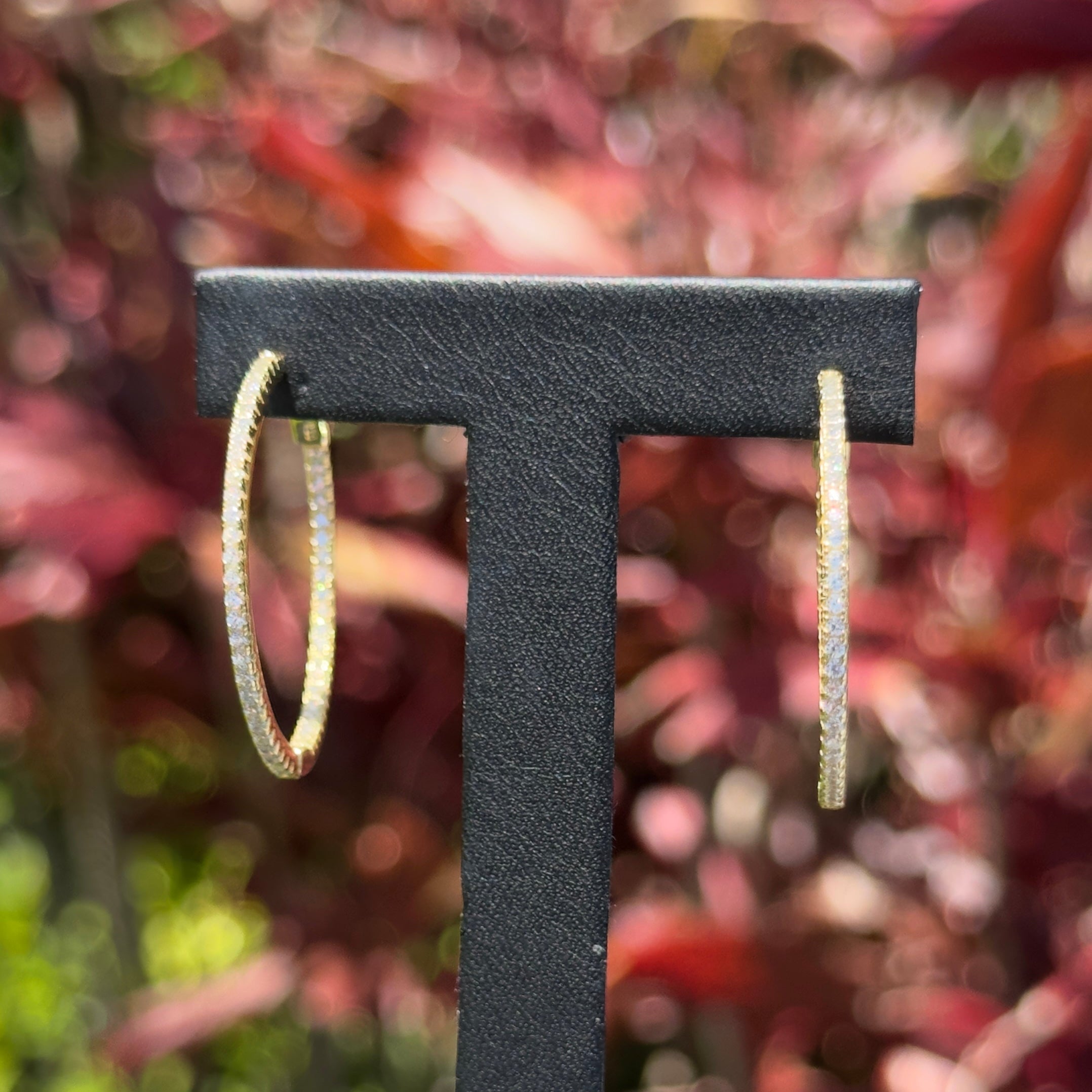 Medium 1mm Diamond In-and-Out Hoops