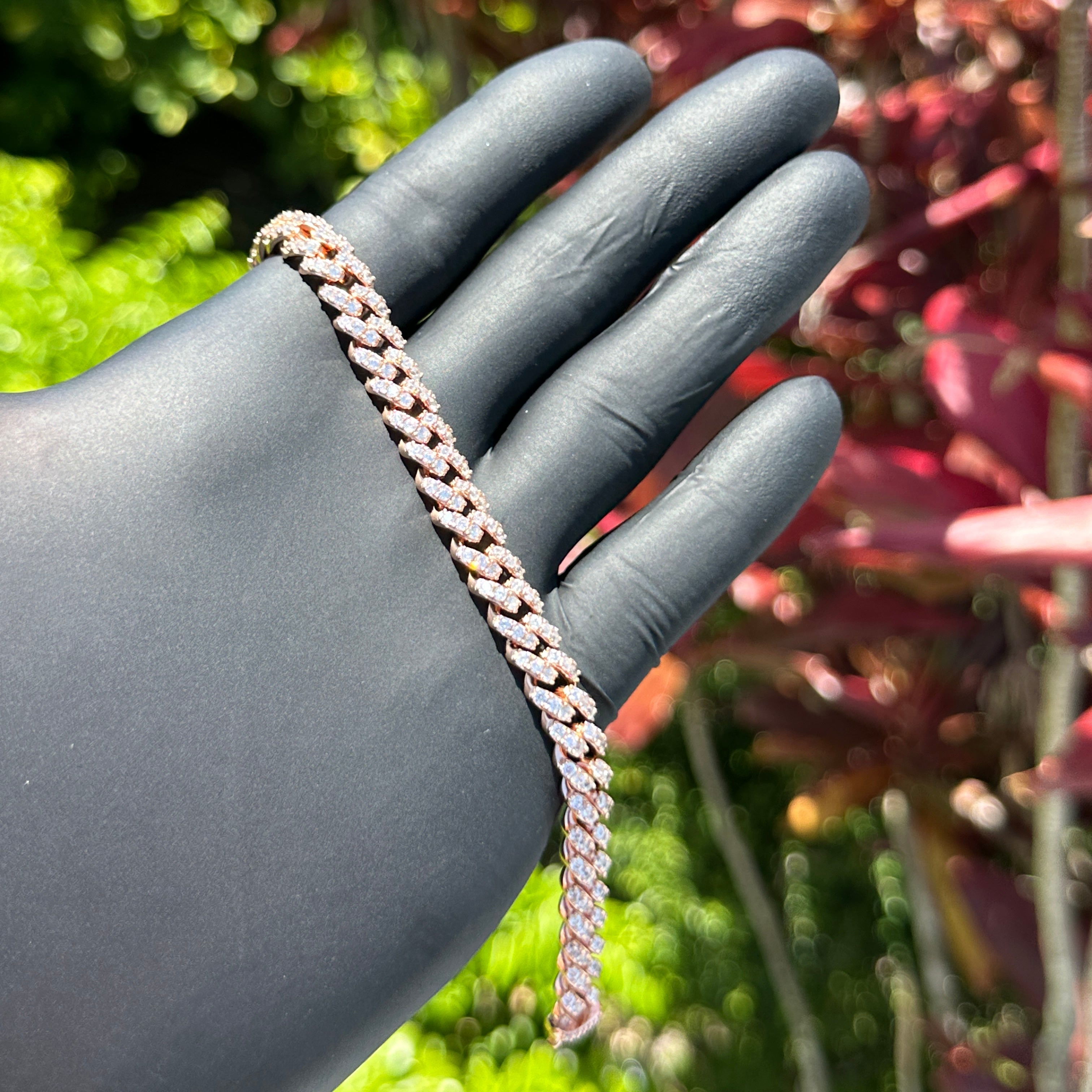 Rose Gold Iced Cuban Link Bracelet