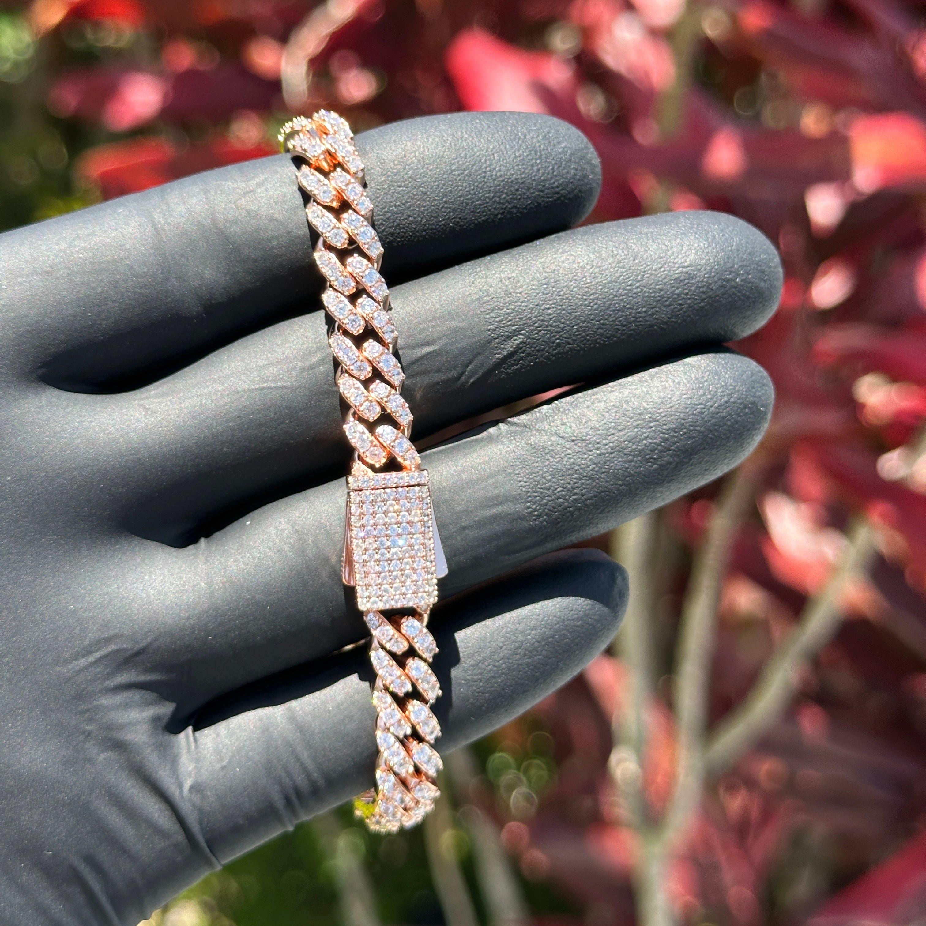 Rose Gold Iced Cuban Link Bracelet