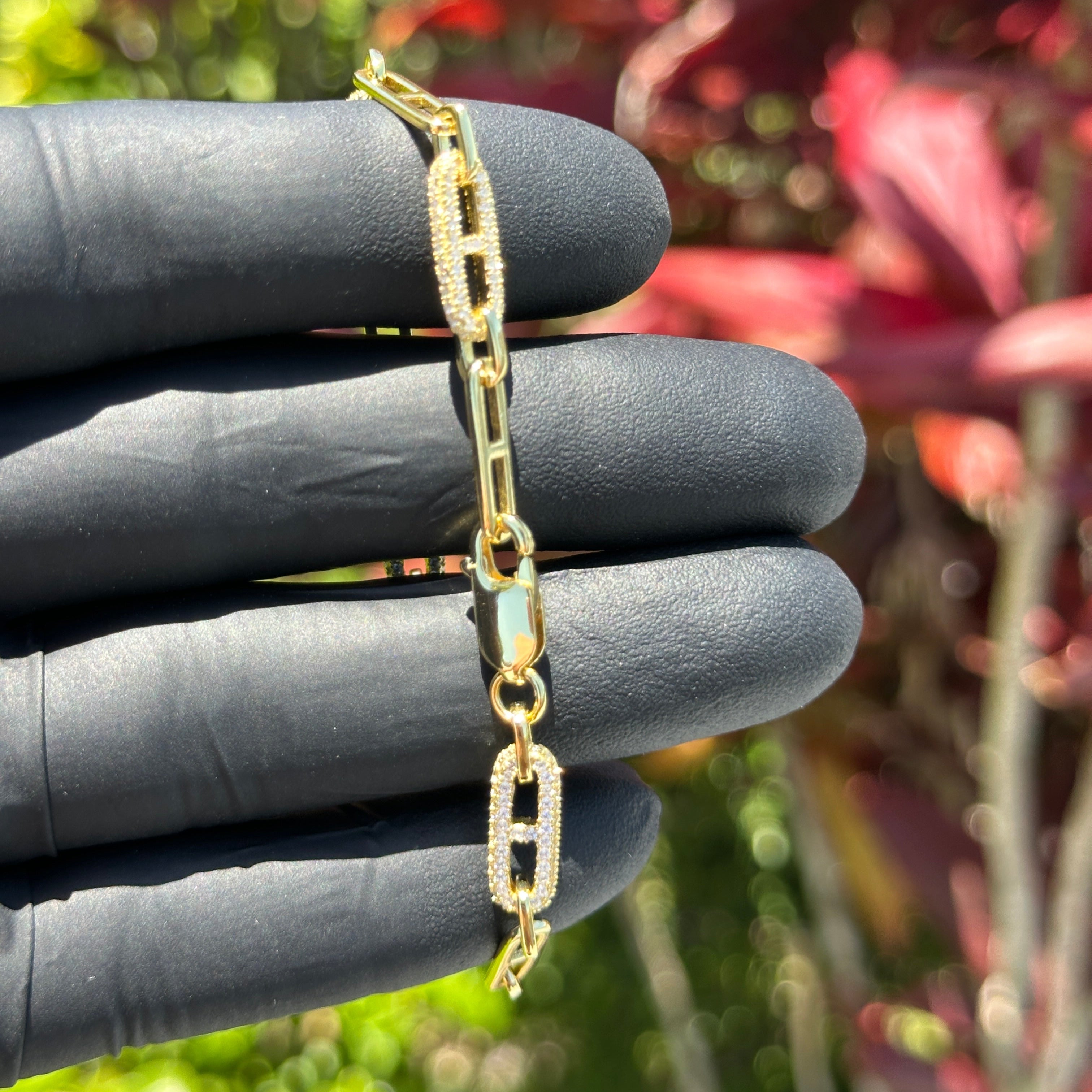 Iced Paperclip Link Bracelet