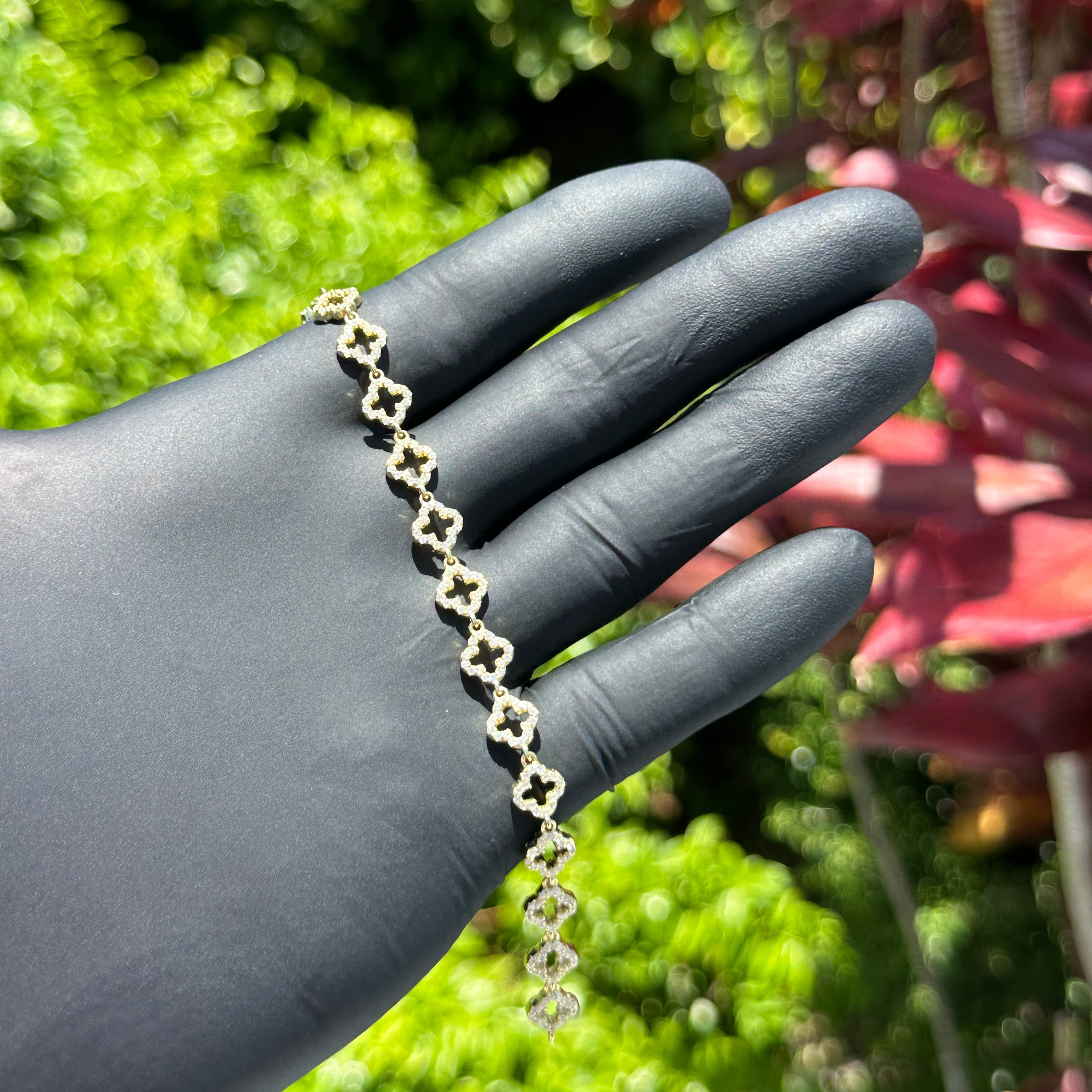Iced Clover Link Bracelet