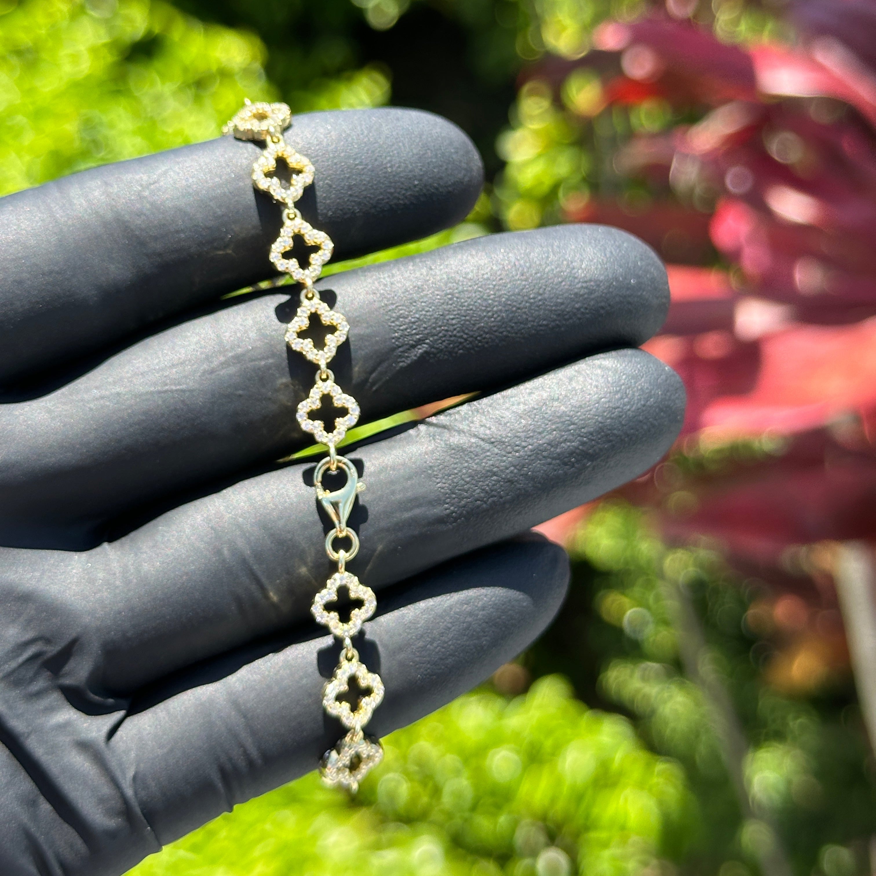 Iced Clover Link Bracelet