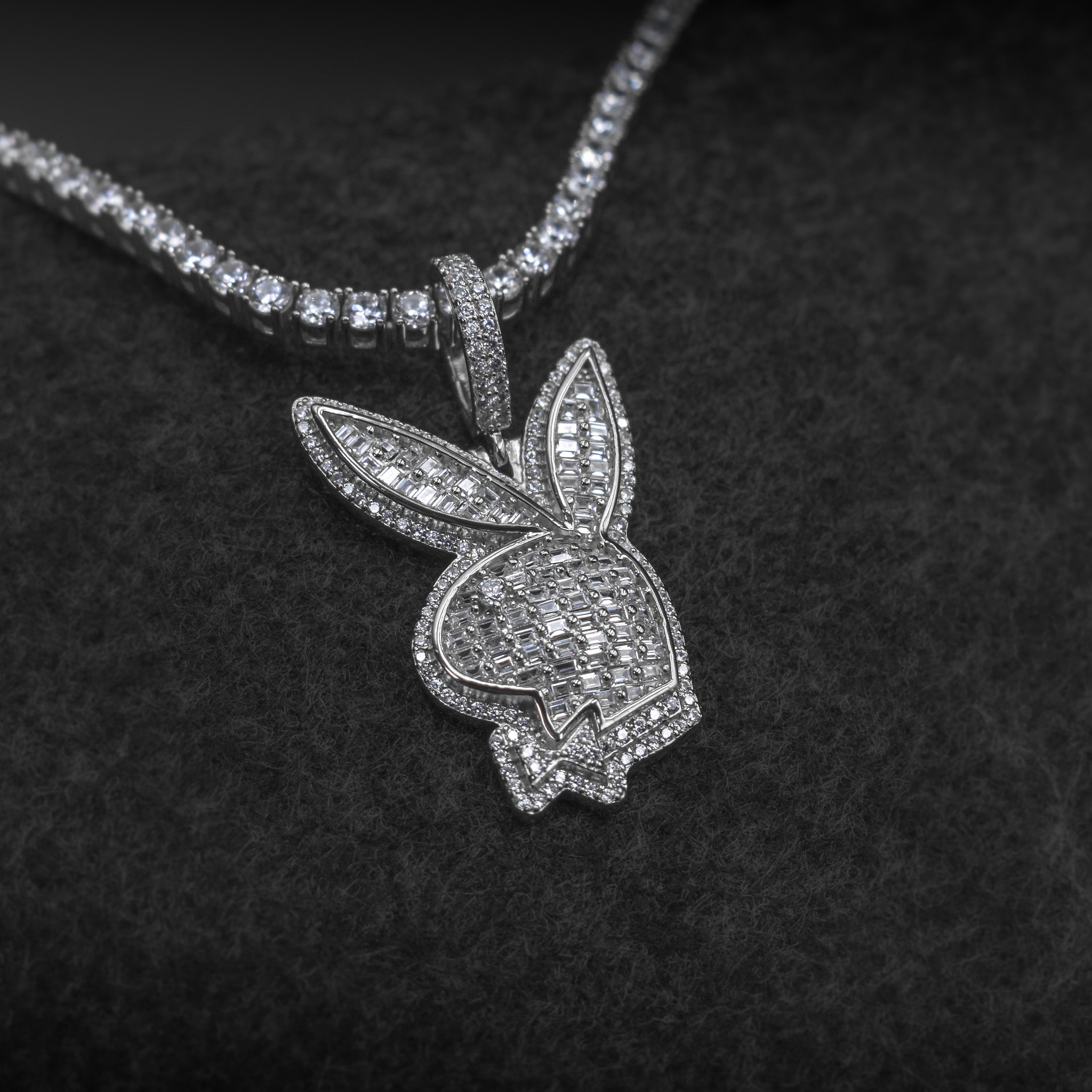 Playboy Bunny Diamond Pave Pendant in Sterling Silver or 14k Gold