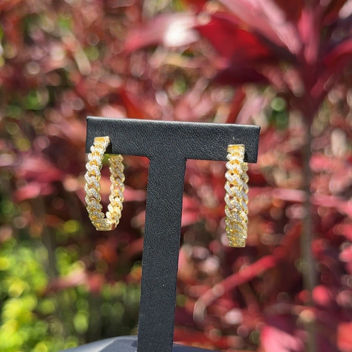 Diamond Cuban Link Hoop Earrings